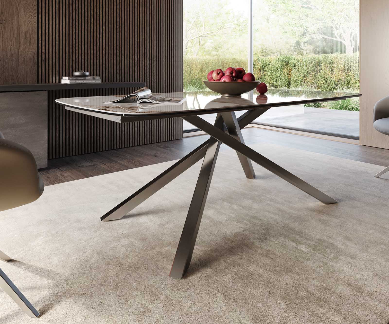 Esstisch Edge Boot 200x100 Keramik Minas Melange Weiß-Beige Kreuzgestell Rechteck Edelstahl 5 Esstisch Edge Boot 200x100 Keramik Minas Melange Weiß-Beige Kreuzgestell Rechteck Edelstahl 5