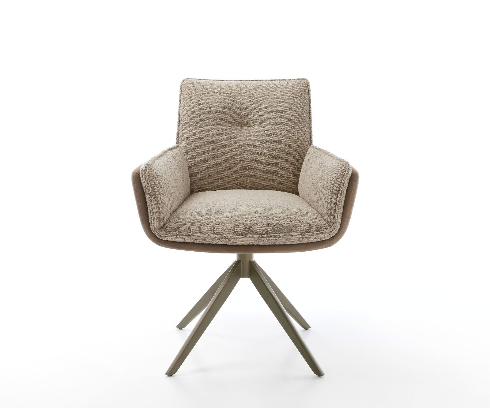 Chaise-pivotante Nela-Flex tissu mixte couleur boue pied croisé large aspect titane pivotement sur 360° 1