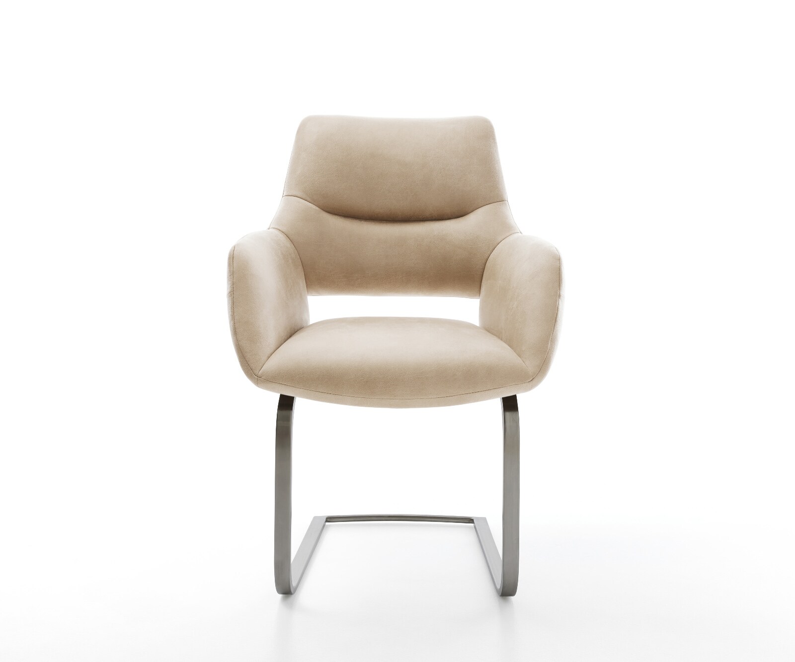 Cantilever Yago-Flex avec accoudoirs microfibre beige vintage pied cantilever plat grafiete ressorts ensachés 1
