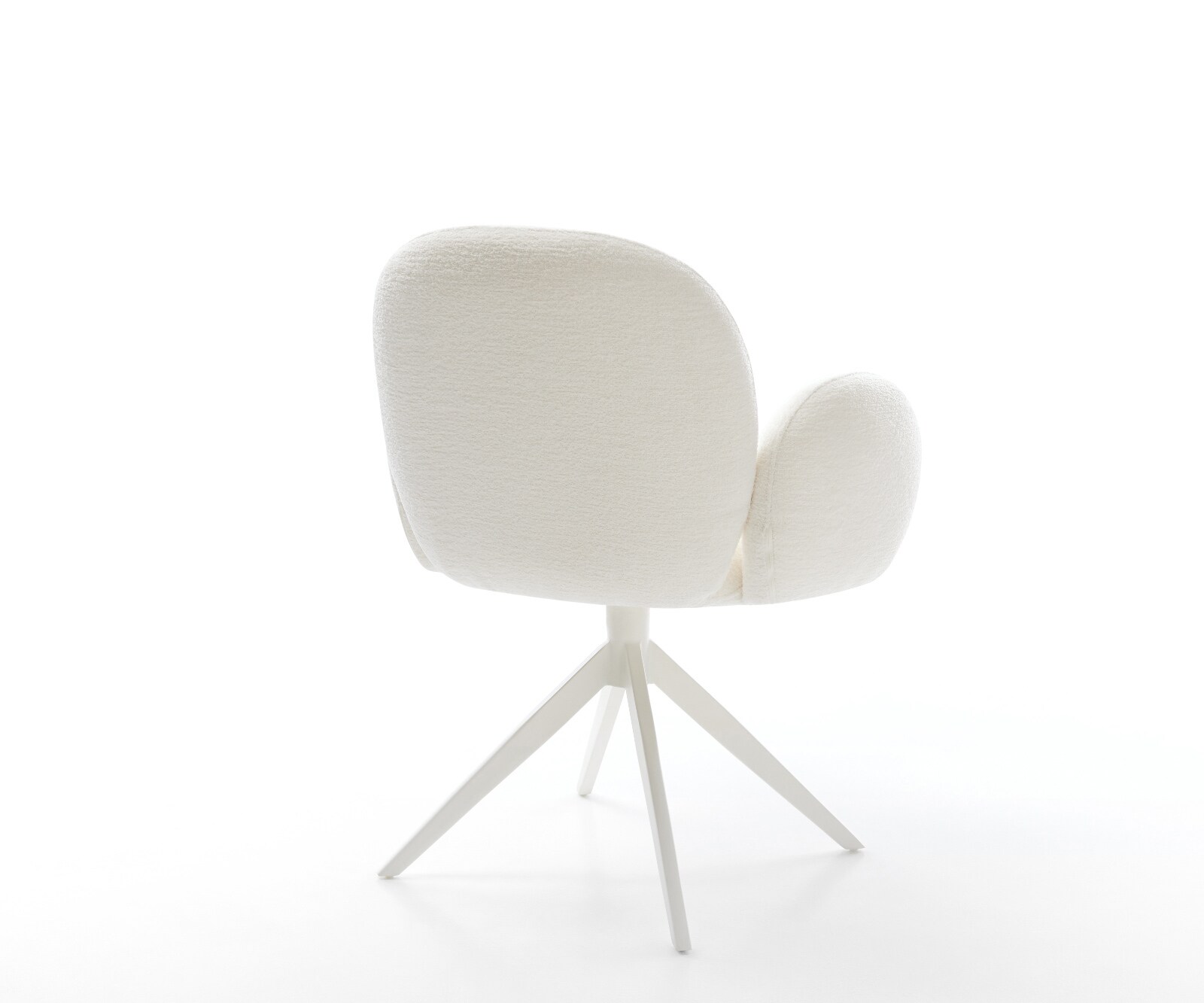 Drehstuhl Nube-Flex mit Armlehnen Bouclé Soft Beige Kreuzgestell breit Weiß 360° drehbar Wippfunktion Taschenfederkern 5