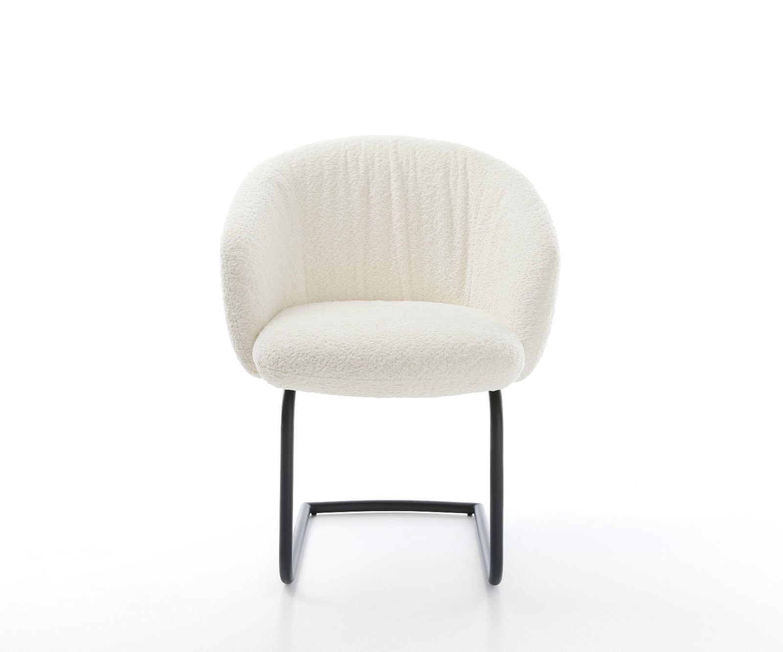 Cantilever Caja-Flex avec accoudoirs bouclé blanc pied cantilever rond noir ressorts ensachés 2
