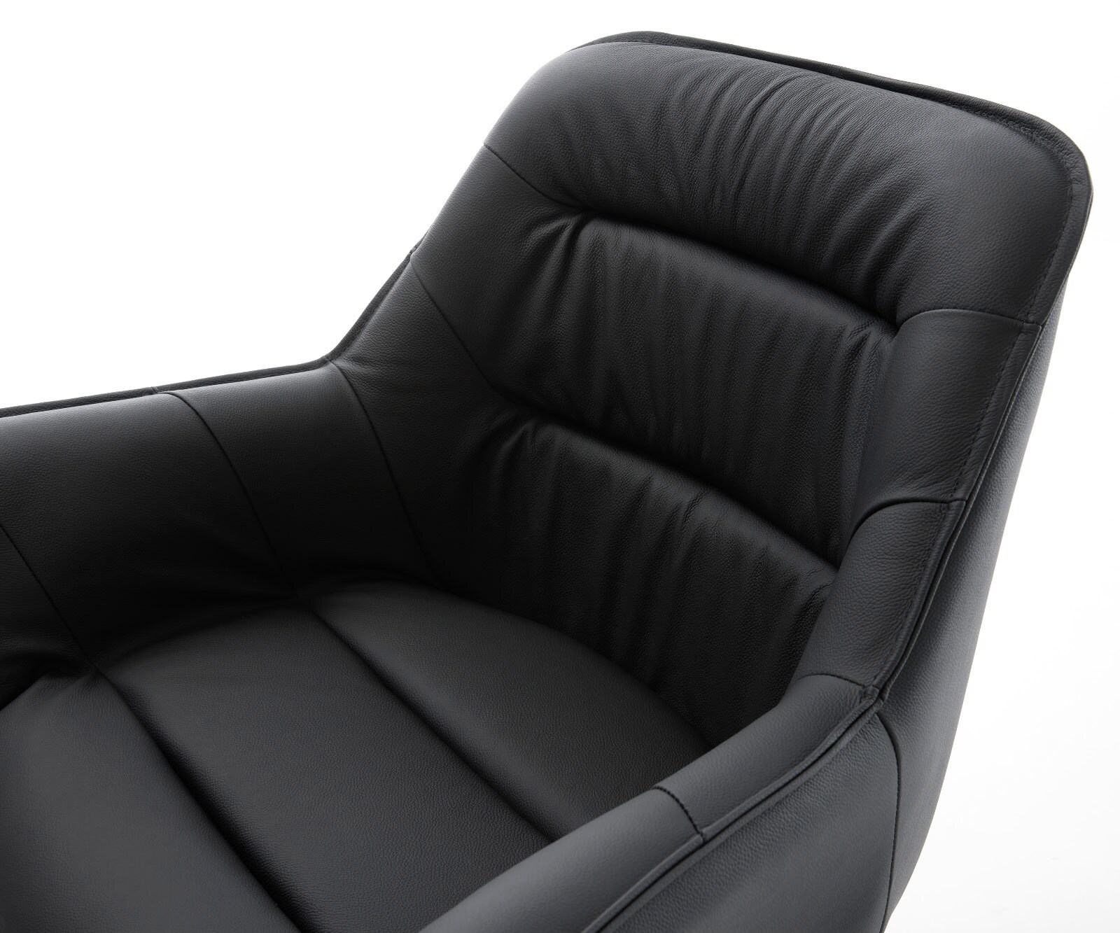 Esszimmerstuhl Kaira-Flex Echt-Leder Schwarz Kreuzgestell breit Schwarz 3