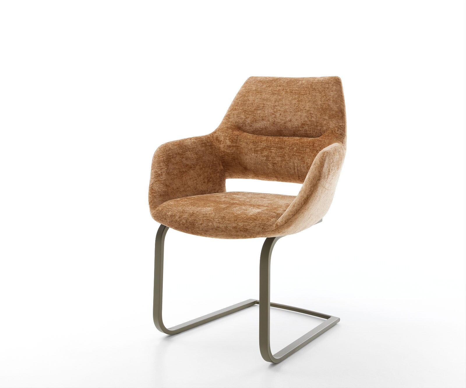 Freischwinger Yago-Flex mit Armlehnen Chenille Rost Freischwinger flach Effektfinish Titan
