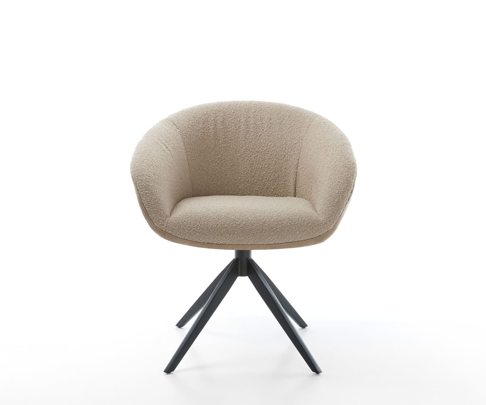 Drehstuhl Vinka-Flex mit Armlehnen Materialmix Schlamm Kreuzgestell breit Schwarz 360° drehbar Wippfunktion Taschenfederkern 1