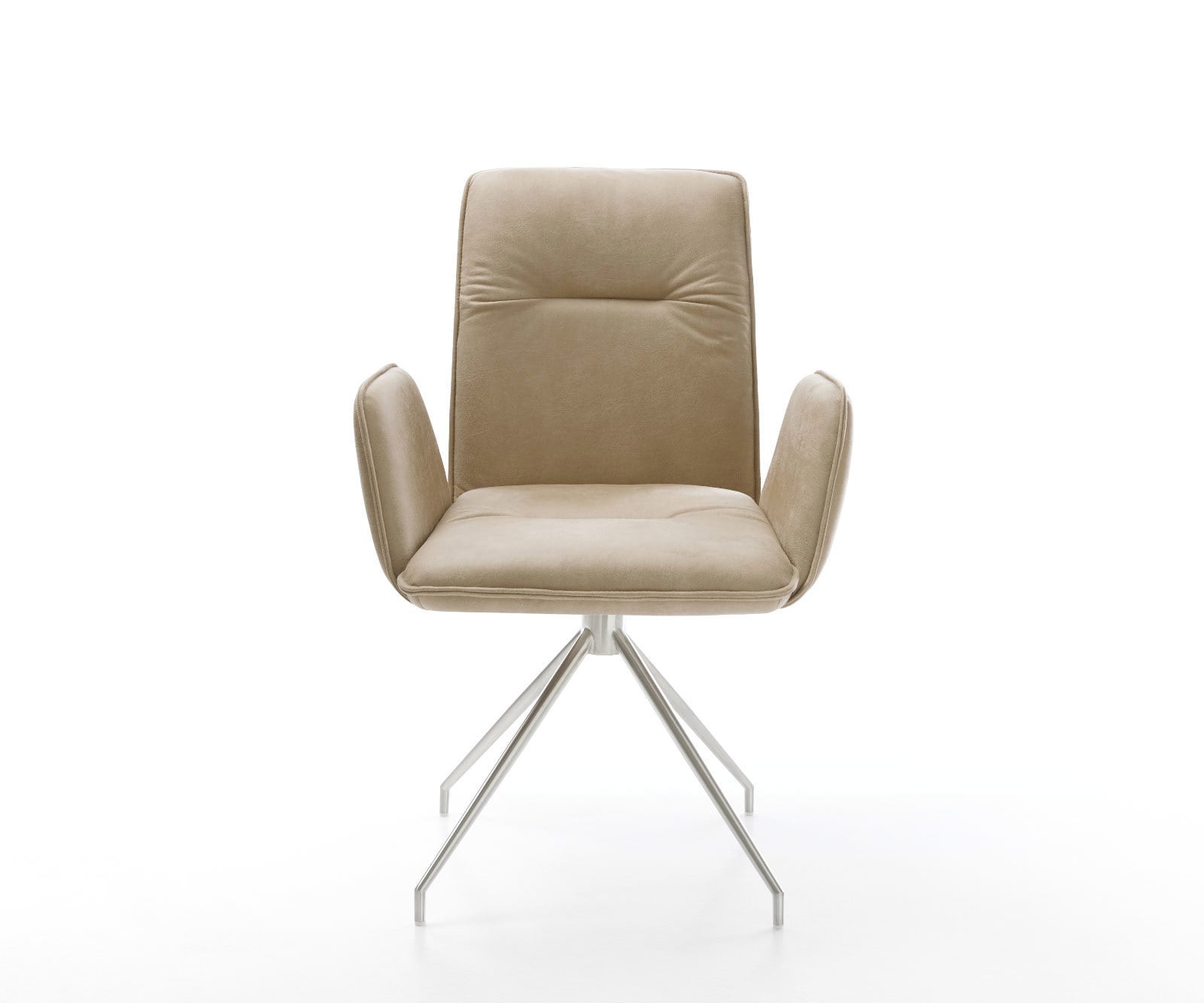 Esszimmerstuhl Vinja-Flex Mikrofaser Beige Vintage Kreuzgestell konisch Edelstahl 1 Esszimmerstuhl Vinja-Flex Mikrofaser Beige Vintage Kreuzgestell konisch Edelstahl 1