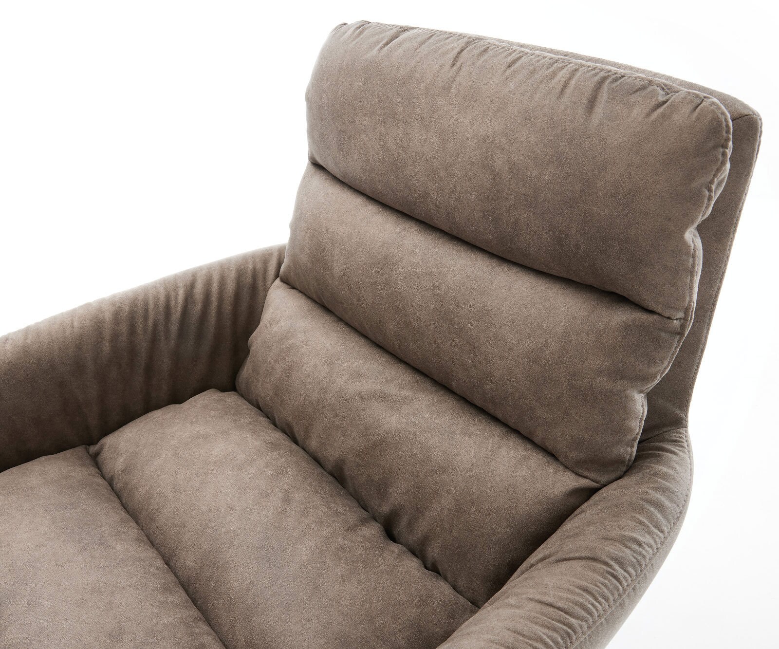 Esszimmerstuhl Abelia-Flex mit Armlehnen Mikrofaser Taupe Vintage Kreuzgestell konisch Edelstahl 3
