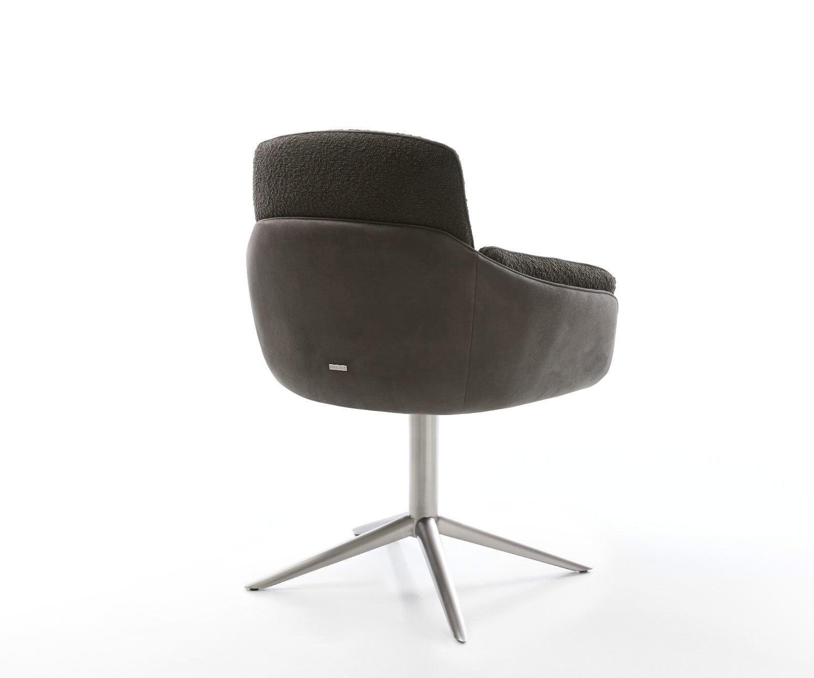 Chaise-pivotante Luan-Flex avec accoudoirs tissu mixte noir pied de chaise 4 branches acier inoxydable brossé pivotement sur 360° fonction bascule 4