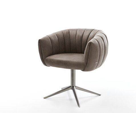Chaise-pivotante Jada-Flex microvelours taupe vintage pied croisé angulaire grafiete pivotement sur 360° fonction bascule ressorts ensachés