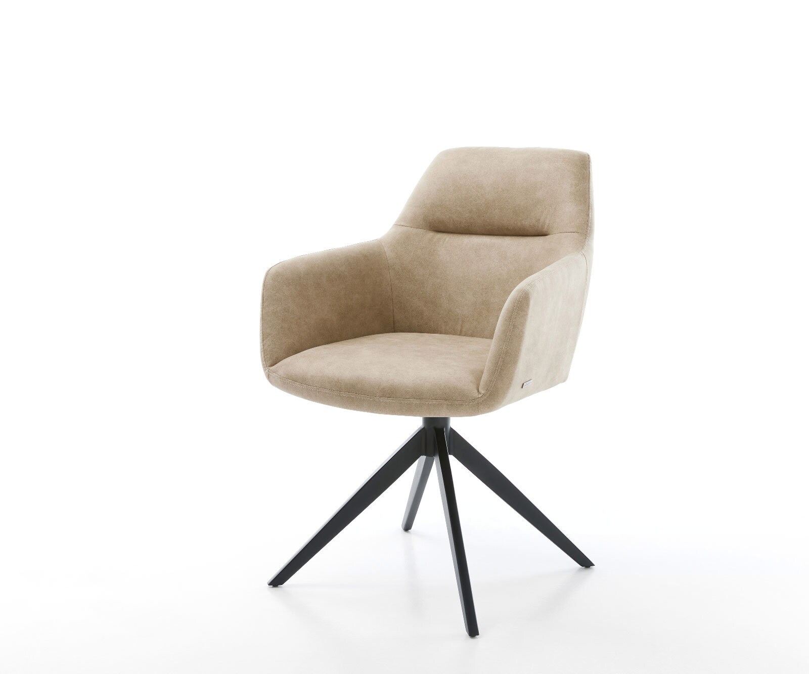 Drehstuhl Pejo-Flex Mikrofaser Beige Vintage Kreuzgestell breit Schwarz 360° drehbar Wippfunktion Taschenfederkern