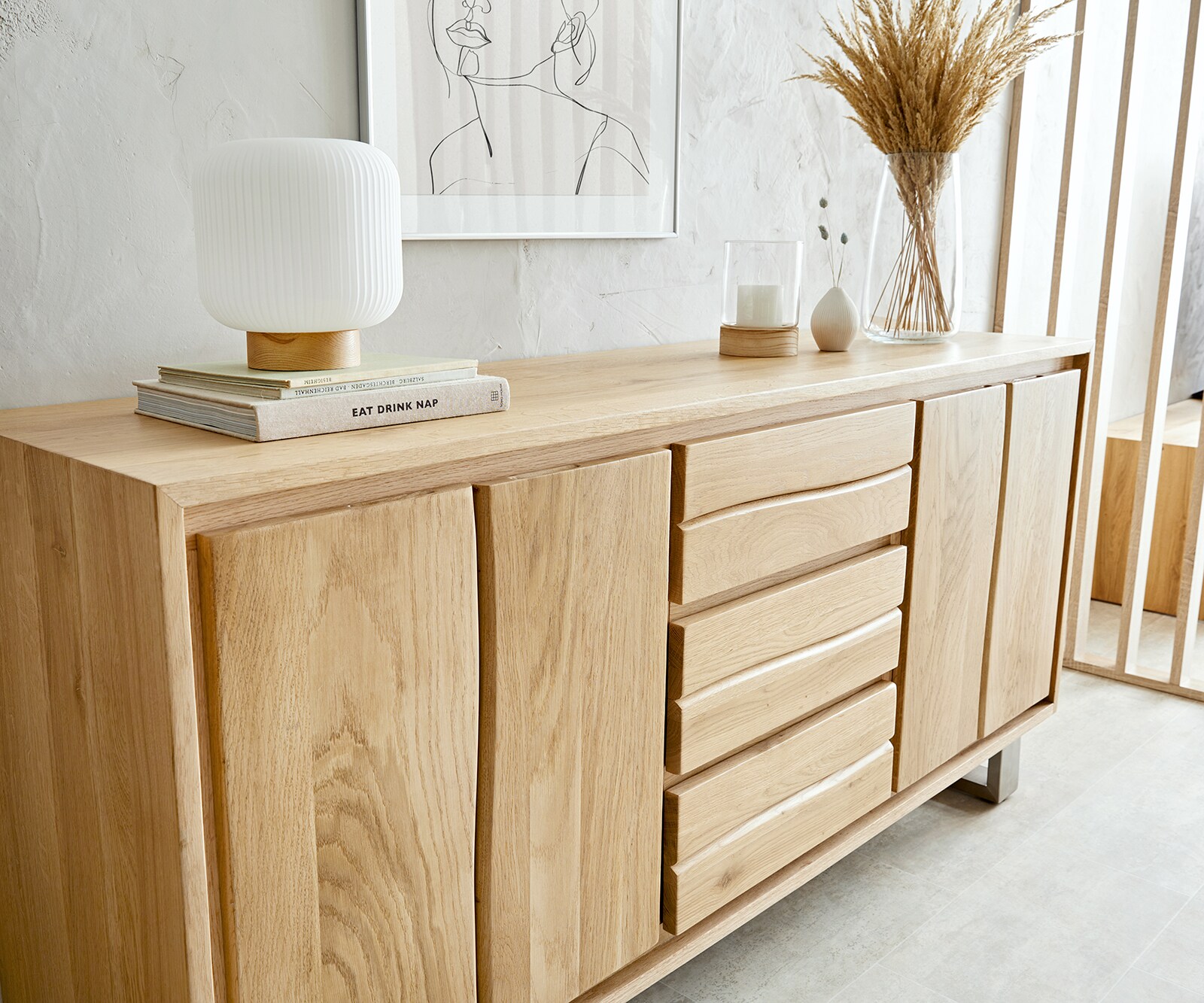 Sideboard Live-Edge 150 cm Eiche Natur 3 Schübe 2 Türen 1 Sideboard Live-Edge 150 cm Eiche Natur 3 Schübe 2 Türen 1