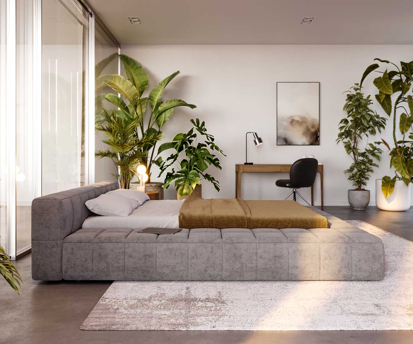 Polsterbettgestell Espazio 140x200 cm Mikrofaser Grau mit Stauraum 5 Polsterbettgestell Espazio 140x200 cm Mikrofaser Grau mit Stauraum 5