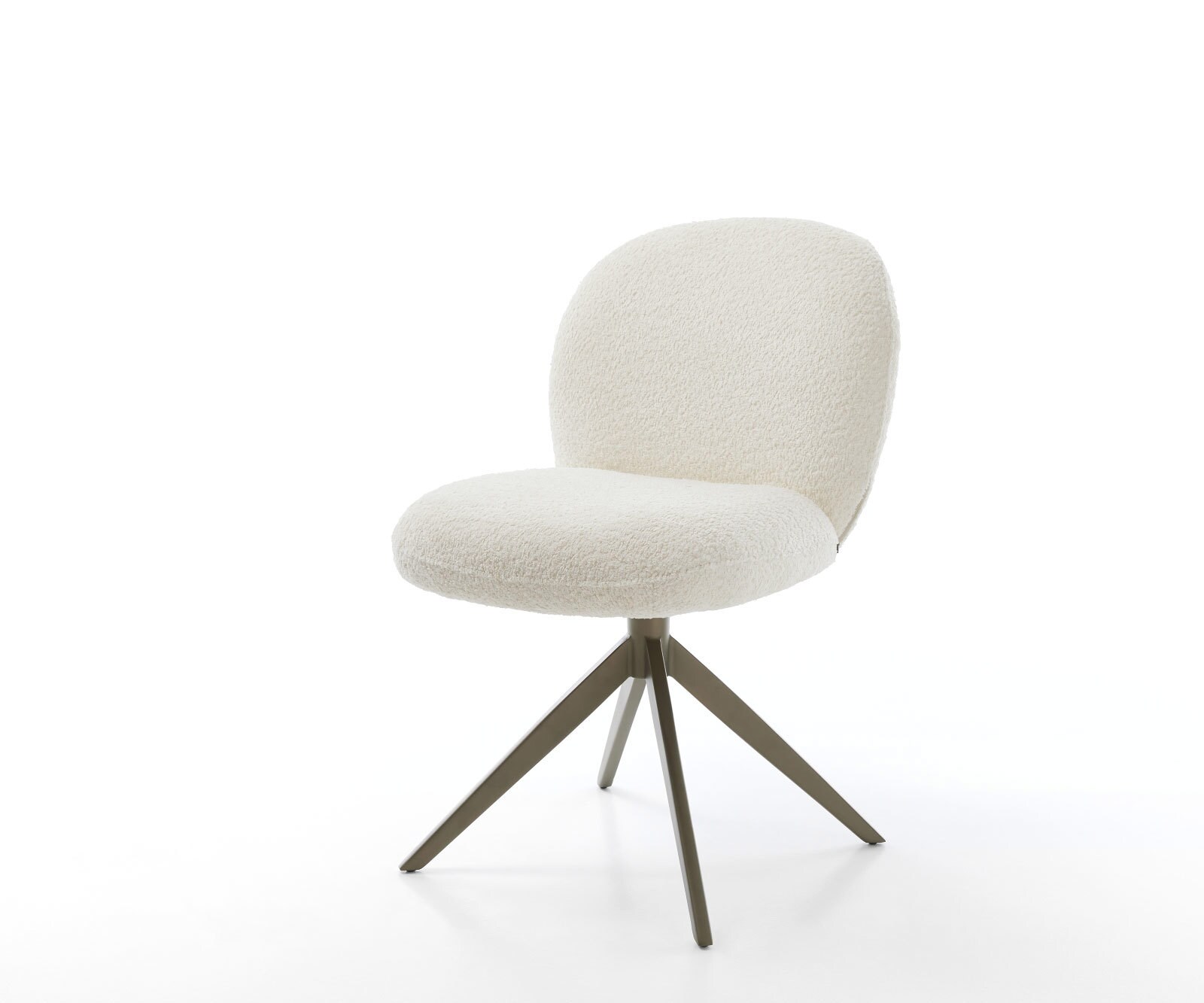 Chaise-pivotante Nube-Flex bouclé blanc pied croisé large aspect titane pivotement sur 360° ressorts ensachés 1