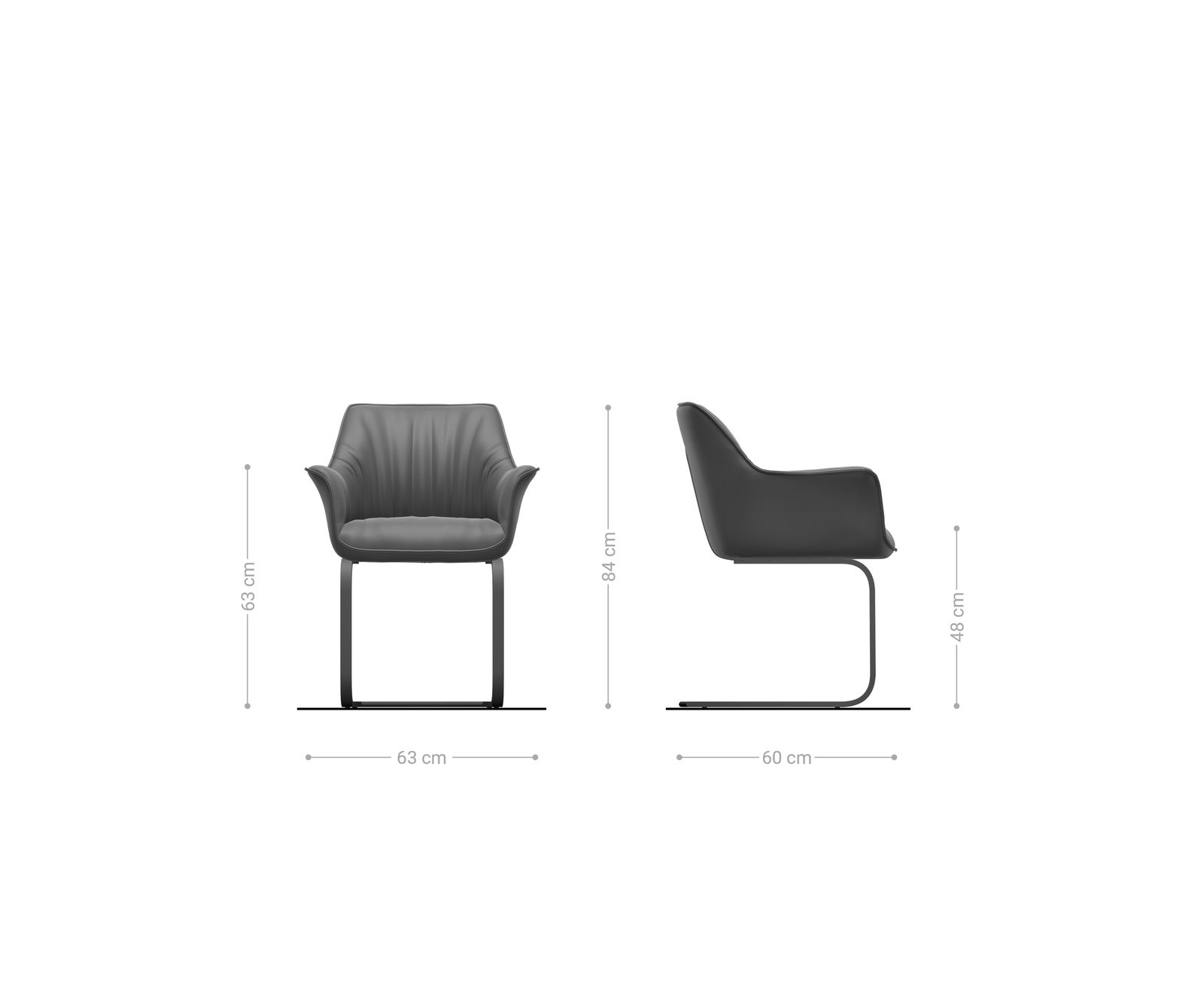 Cantilever Keila-Flex avec accoudoirs tissu texturé gris clair pied cantilever plat noir 5