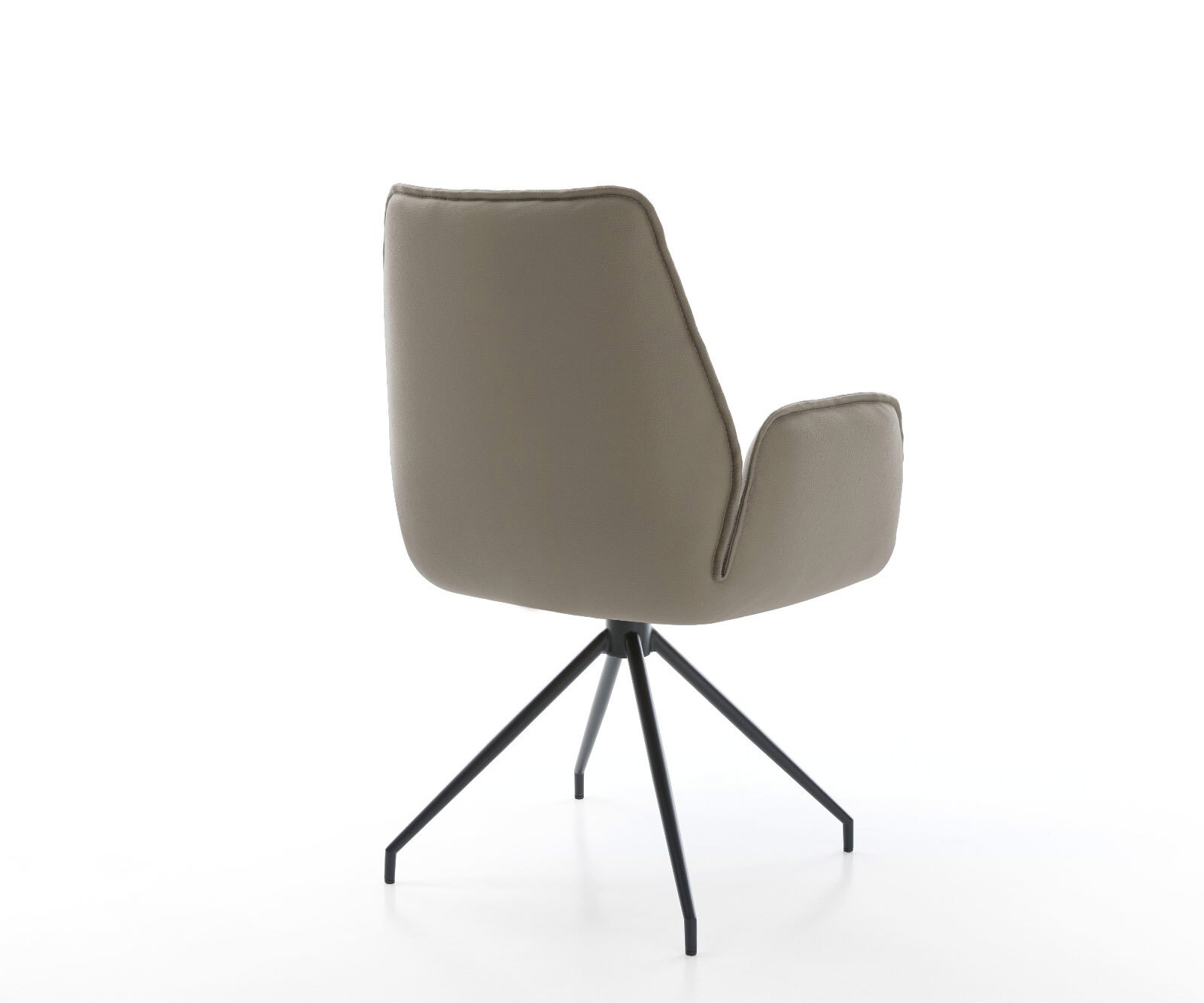 Chaise-de-salle-à-manger Zoa-Flex cuir de vache couleur boue pied croisé conique noir ressorts ensachés 4