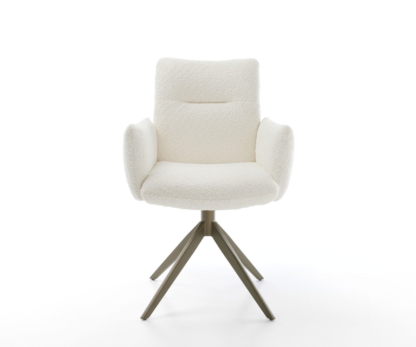 Drehstuhl Jova-Flex mit Armlehnen Bouclé Weiß Kreuzgestell breit Effektfinish Titan 360° drehbar Wippfunktion Taschenfederkern 2