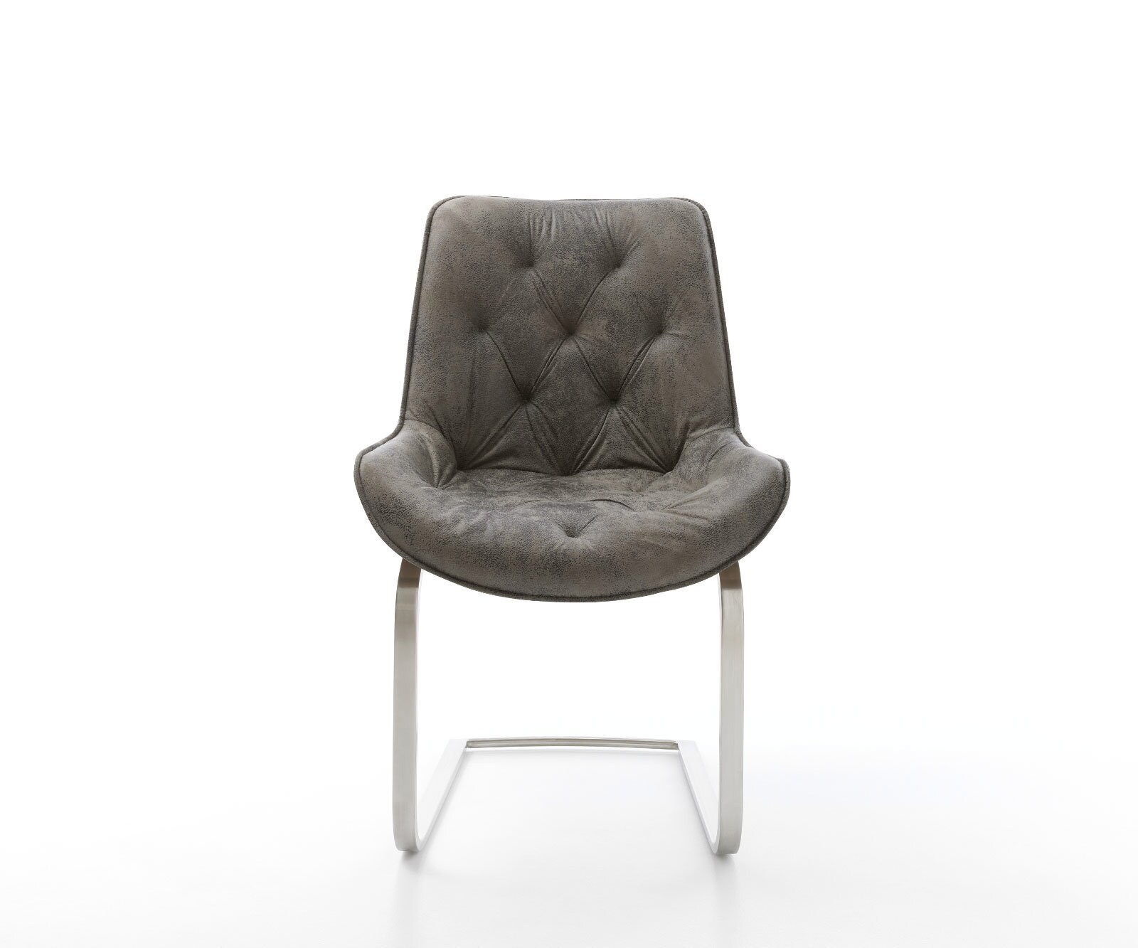 Cantilever Taimi-Flex microvelours gris antique pied cantilever plat acier inoxydable brossé 2