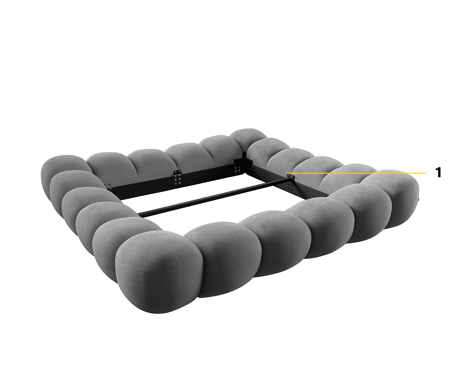 Polsterbettgestell Perlla 180x200 cm Bouclé Creme-Weiß 8
