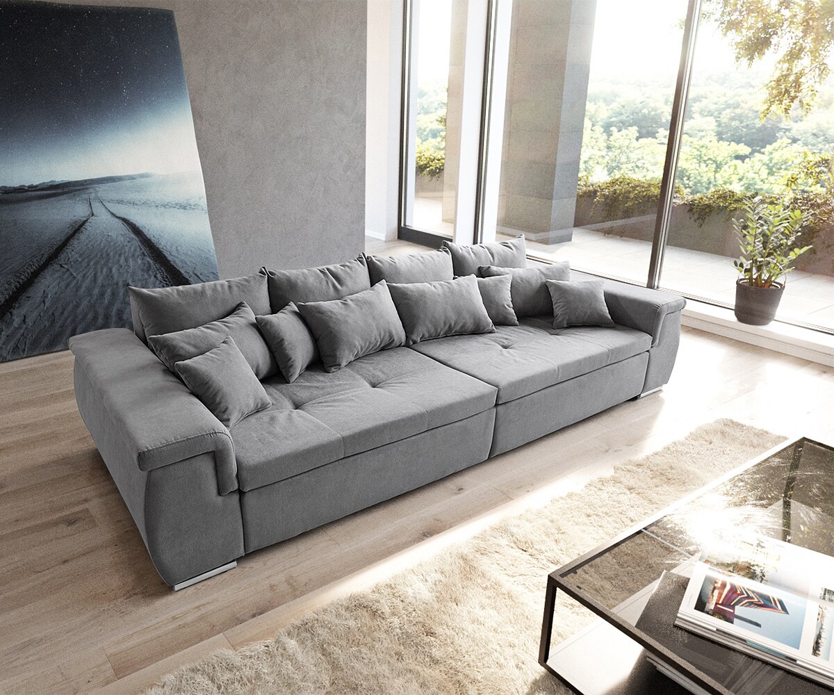 Sofa Navin 275x116 cm Grau Couch mit Kissen 3