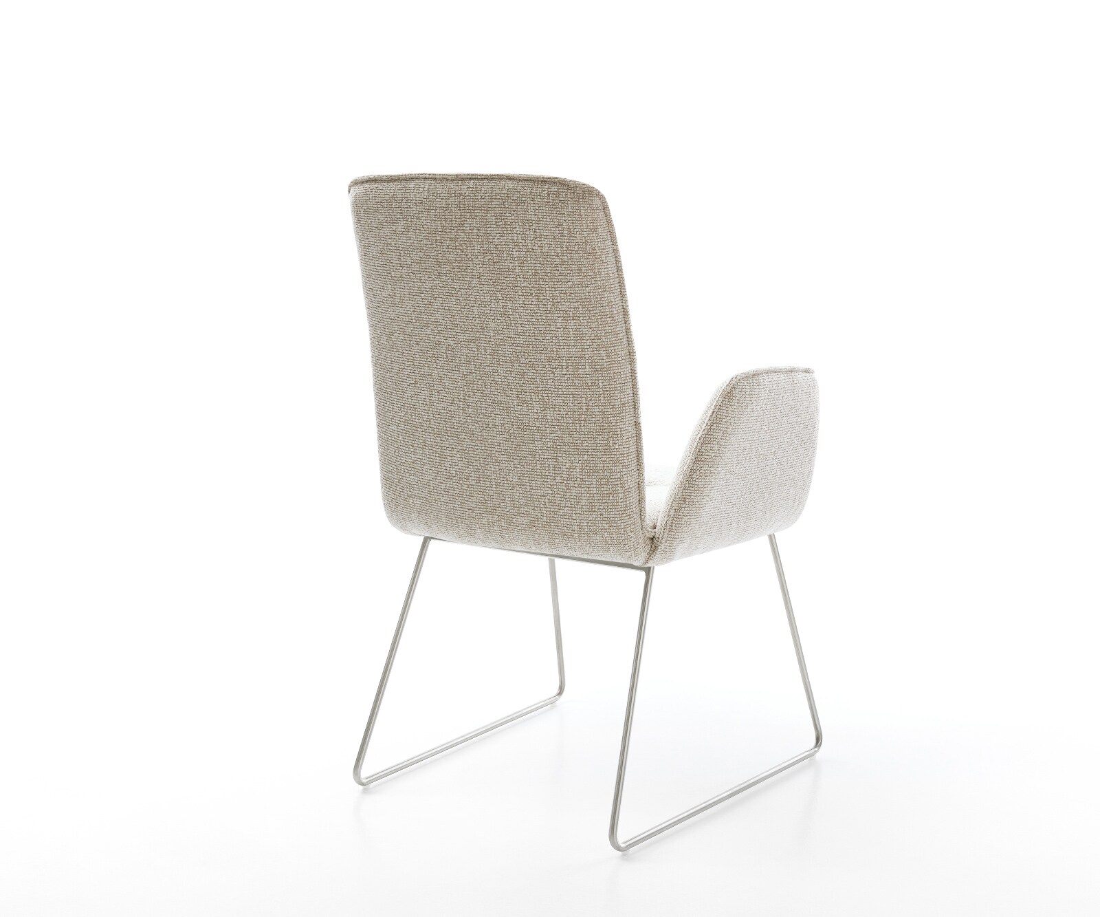 Chaise-de-salle-à-manger Vinja-Flex tissu tissé doux beige pied trapèze acier inoxydable 5
