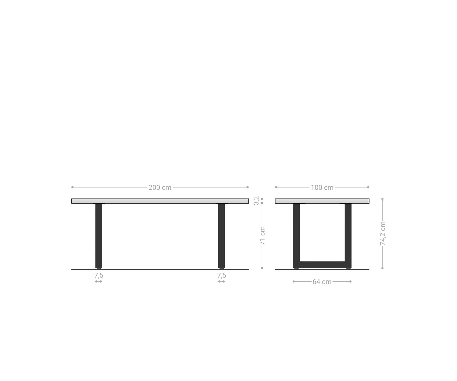 Table-à-manger Edge 200x100x2,5-3 chêne nature acier inoxydable large Live-Edge 9
