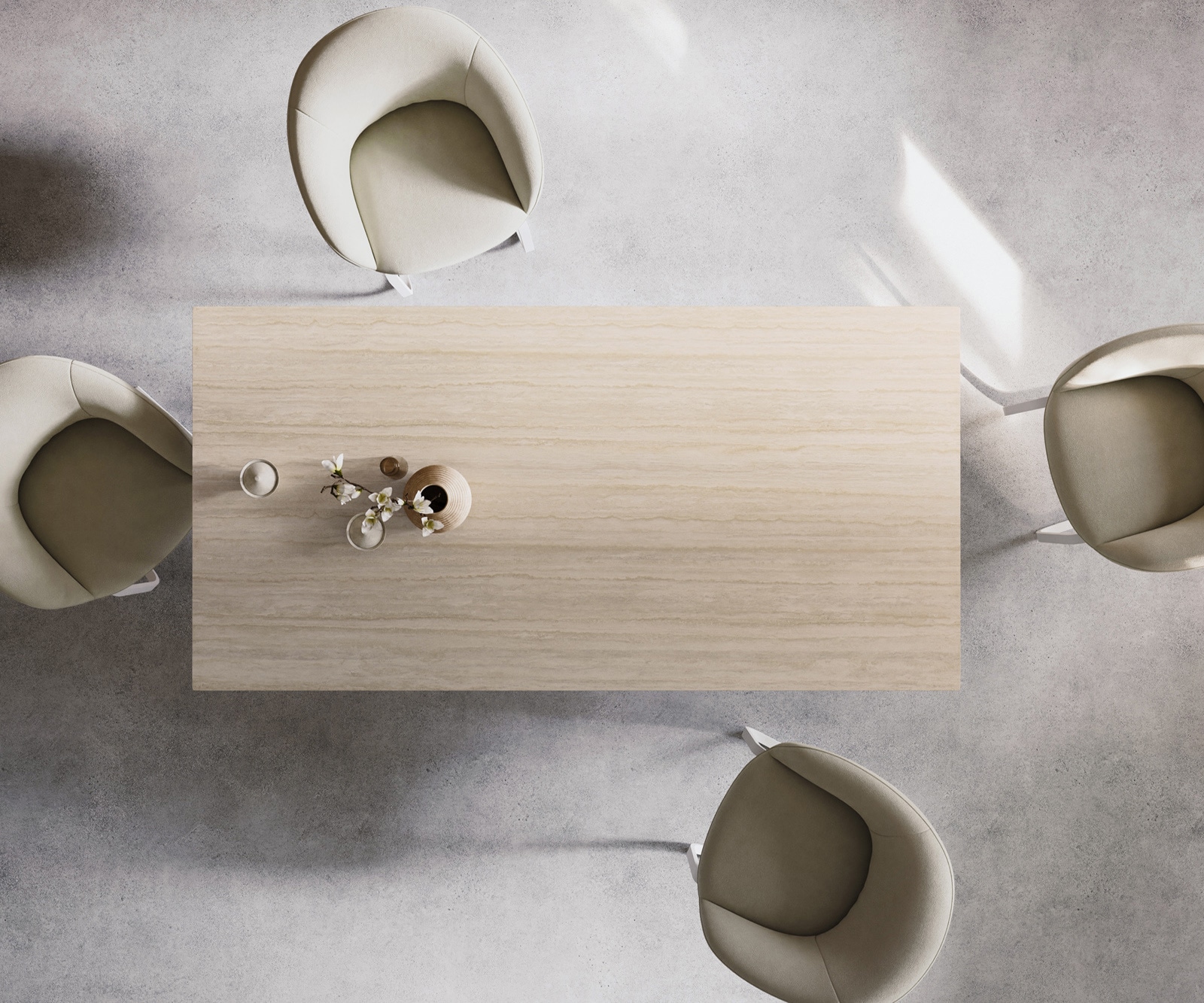 Esstisch Edge 200x100 Keramik Laminam® Travertino Bianco Creme-Weiß Metall Schräg Weiß 6