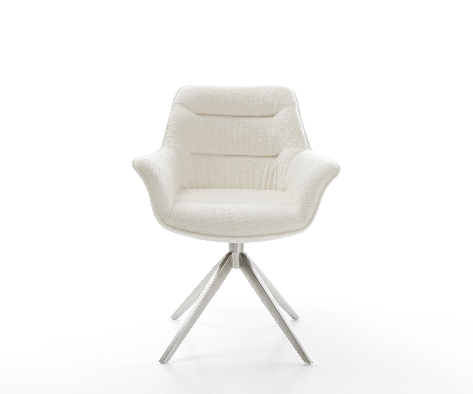 Drehstuhl Kaira-Flex Bouclé Soft Beige Kreuzgestell breit Edelstahl 360° drehbar Wippfunktion 2