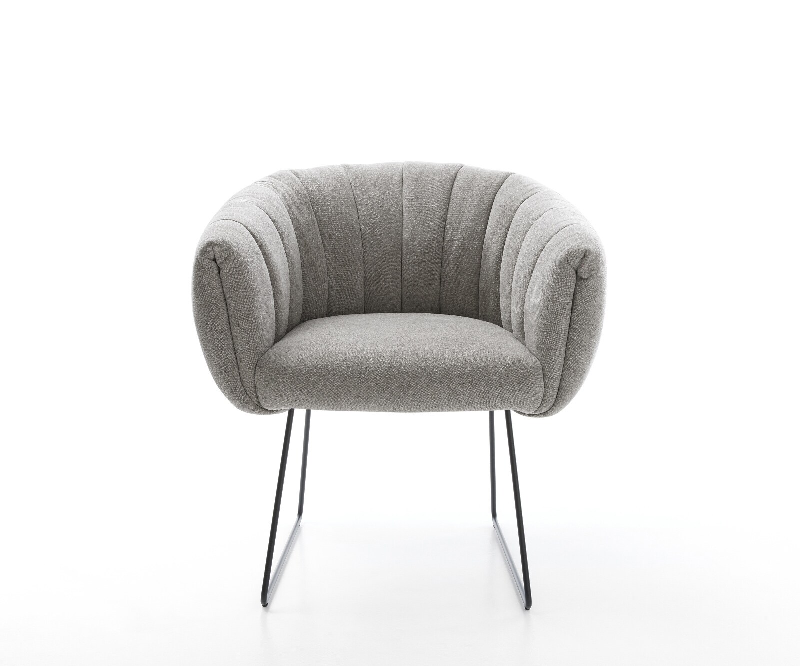 Chaise-de-salle-à-manger Jada-Flex tissu structuré doux gris pied trapèze noir ressorts ensachés 2