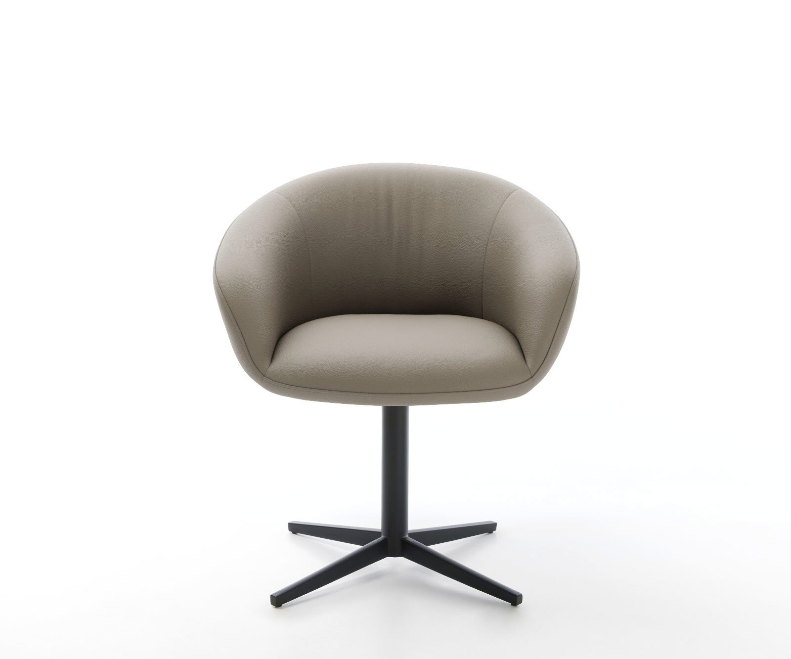 Drehstuhl Vinka-Flex mit Armlehnen Echt-Leder Schlamm Fußkreuz Schwarz 360° drehbar Taschenfederkern 2