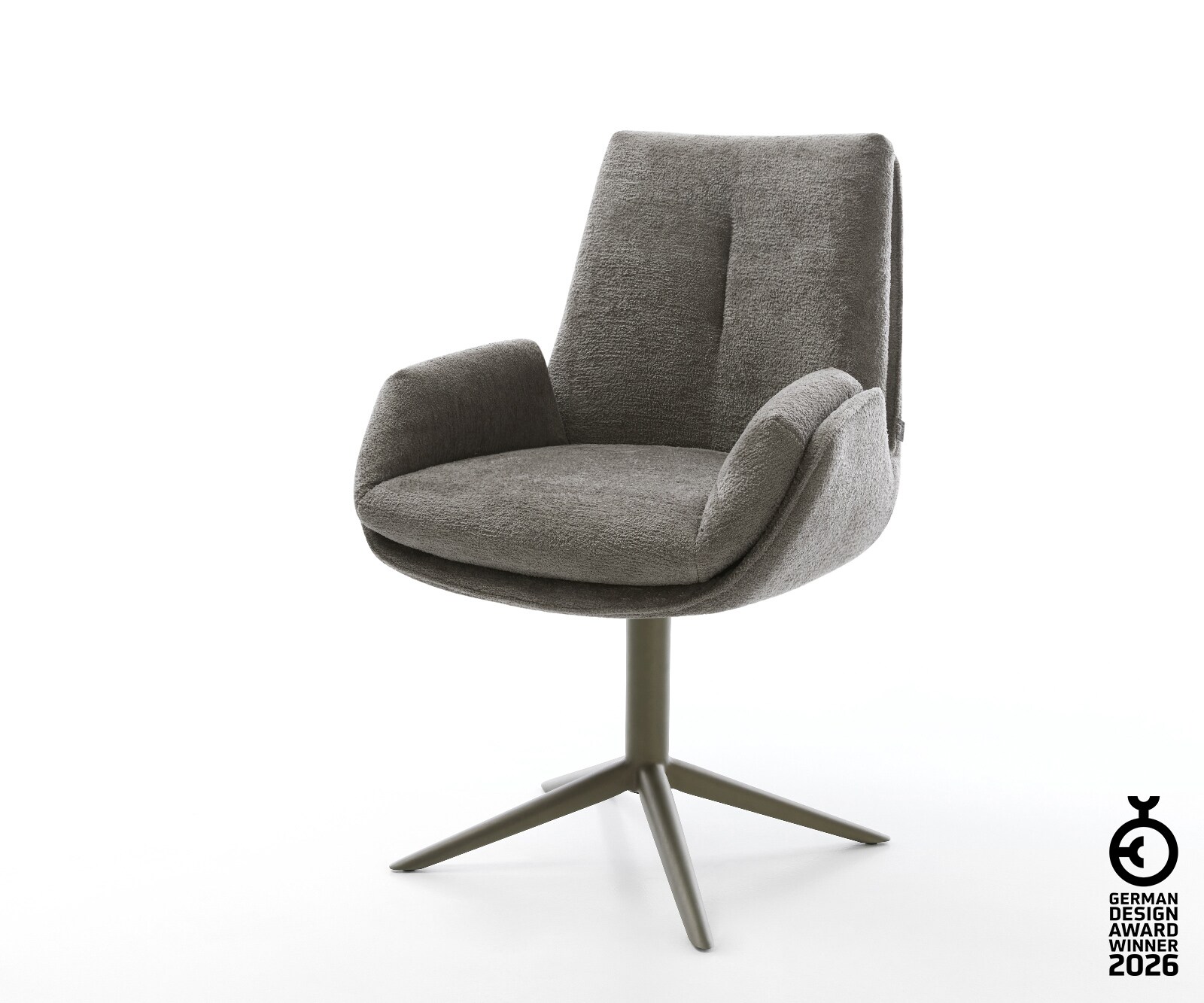 Drehstuhl Clea-Flex Bouclé Soft Schlamm Fußkreuz Effektfinish Titan 360° drehbar Wippfunktion