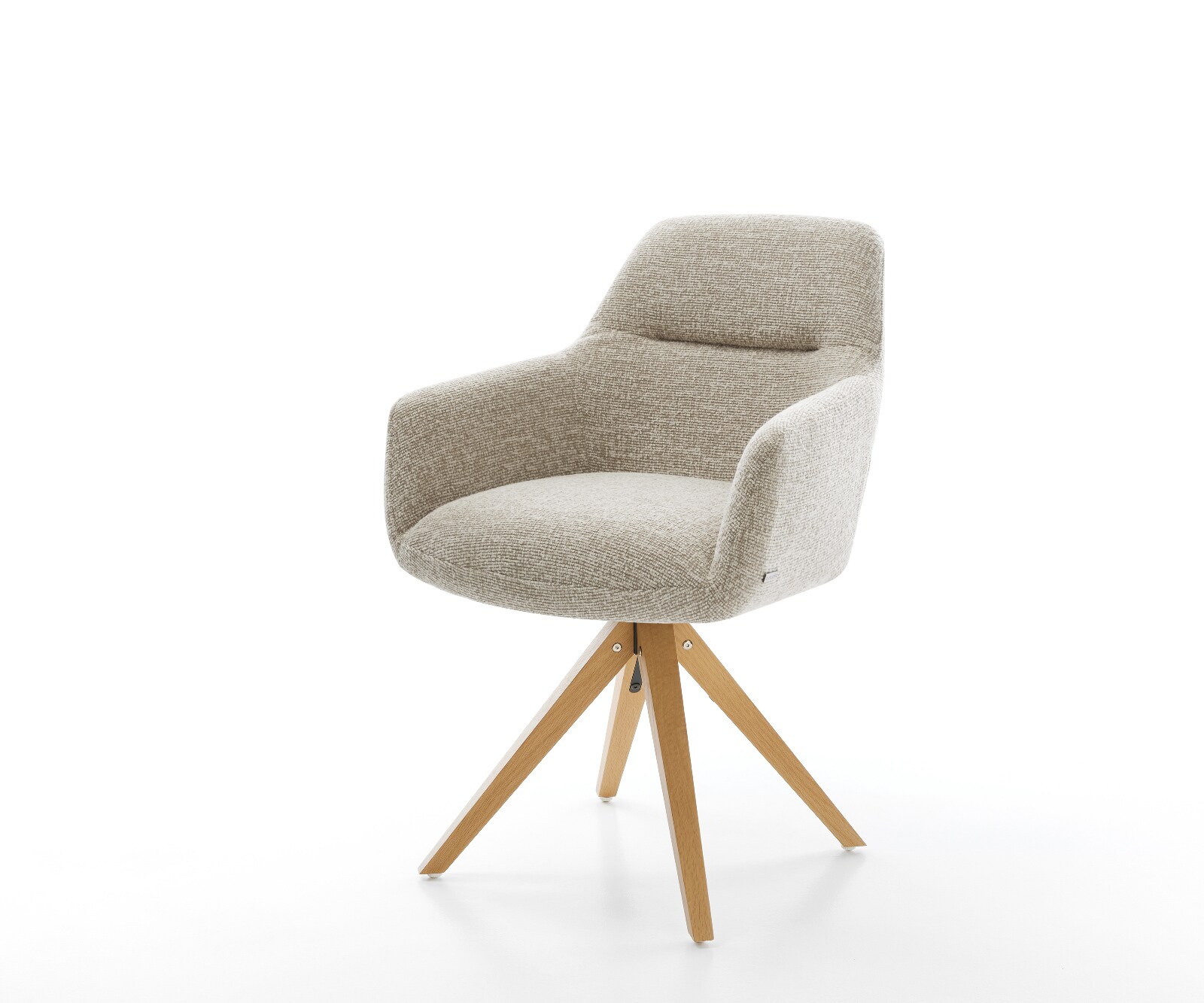 Drehstuhl Pejo-Flex Webstoff Soft Beige Holzgestell kantig Natur 180° drehbar Taschenfederkern 1