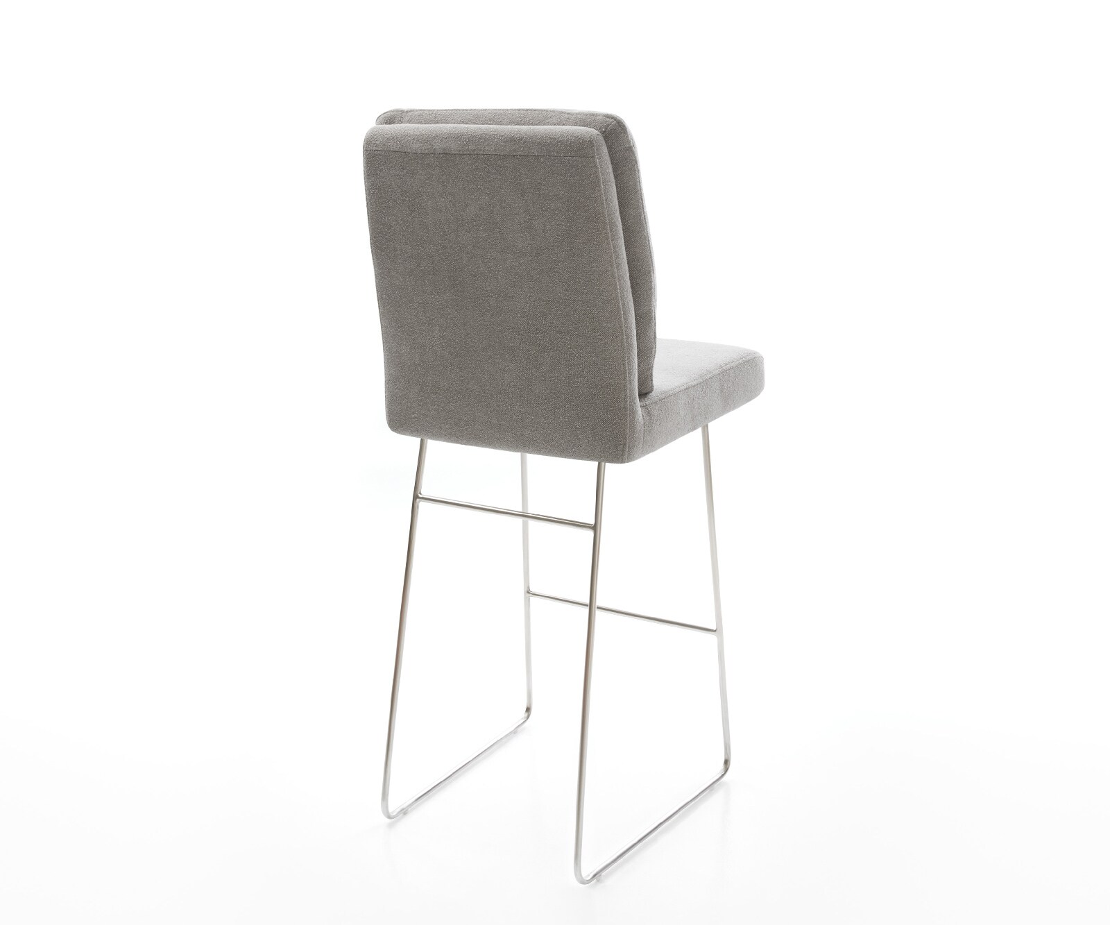 Barstuhl Pela-Flex Strukturstoff Soft Grau Kufengestell Edelstahl Silberfarben 5
