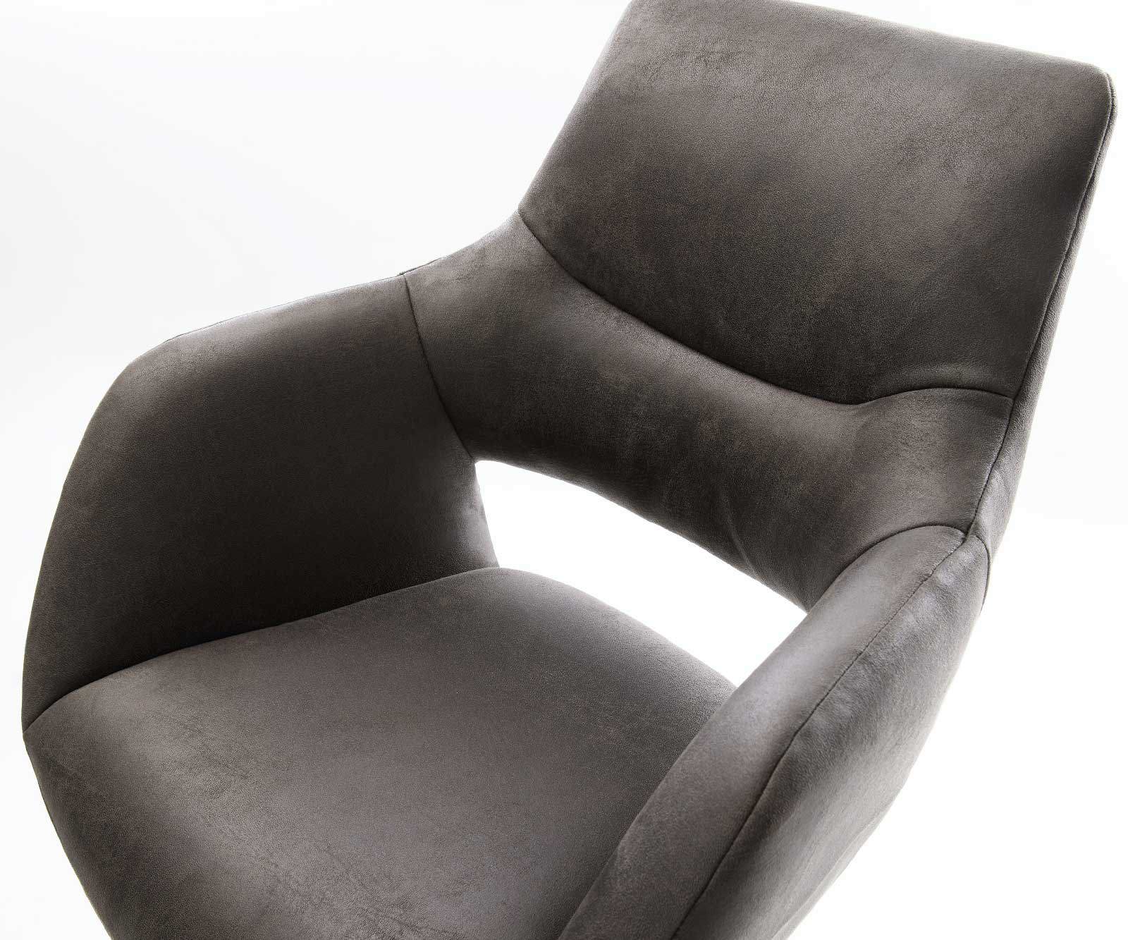 Barstuhl Yago-Flex Mikrofaser Anthrazit Vintage Drehfuß höhenverstellbar Edelstahl drehbar Taschenfederkern 2