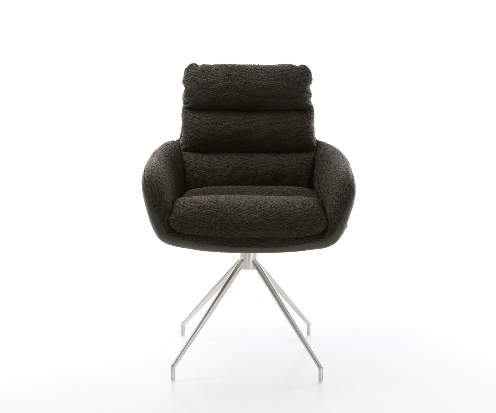 Drehstuhl Abelia-Flex mit Armlehnen Materialmix Schwarz Kreuzgestell konisch Edelstahl 180° drehbar 2 Drehstuhl Abelia-Flex mit Armlehnen Materialmix Schwarz Kreuzgestell konisch Edelstahl 180° drehbar 2