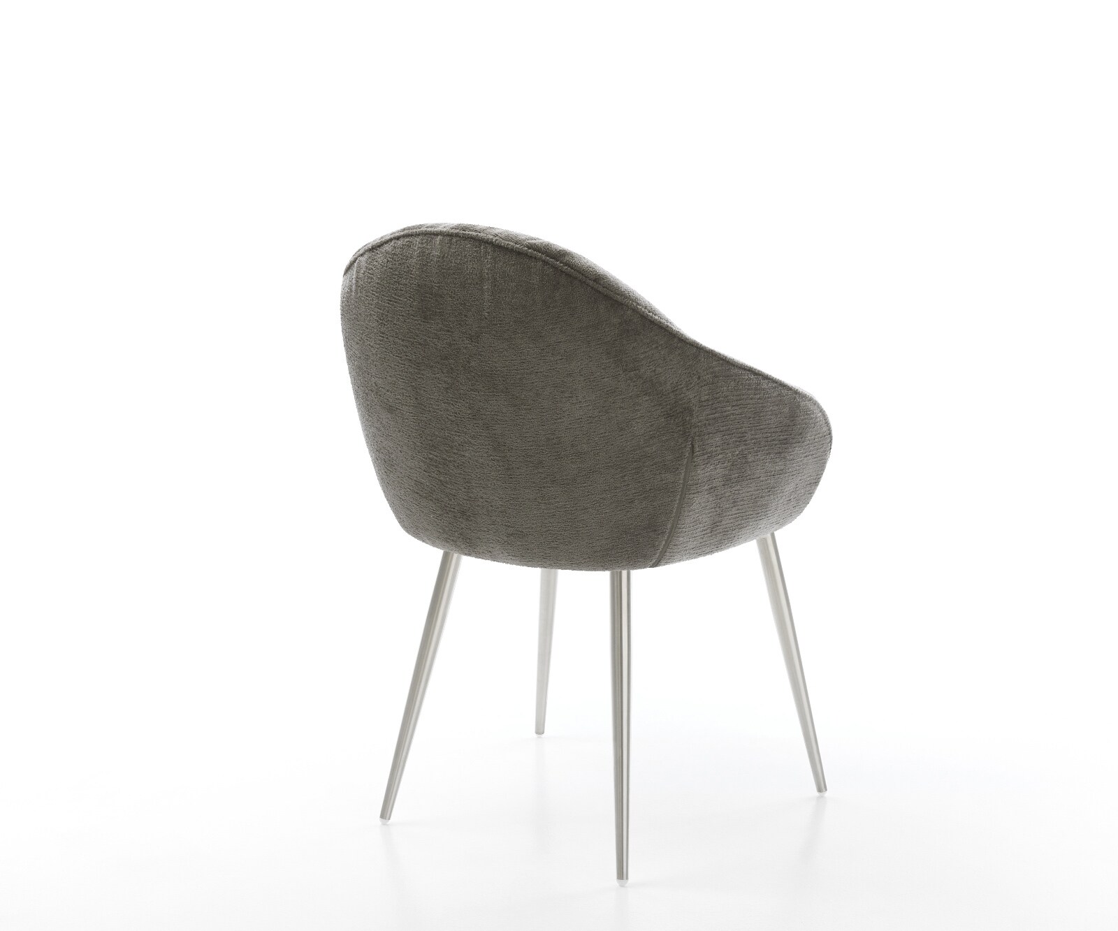 Chaise-de-salle-à-manger Gaio-Flex bouclé doux couleur boue 4 pieds coniques acier inoxydable 4