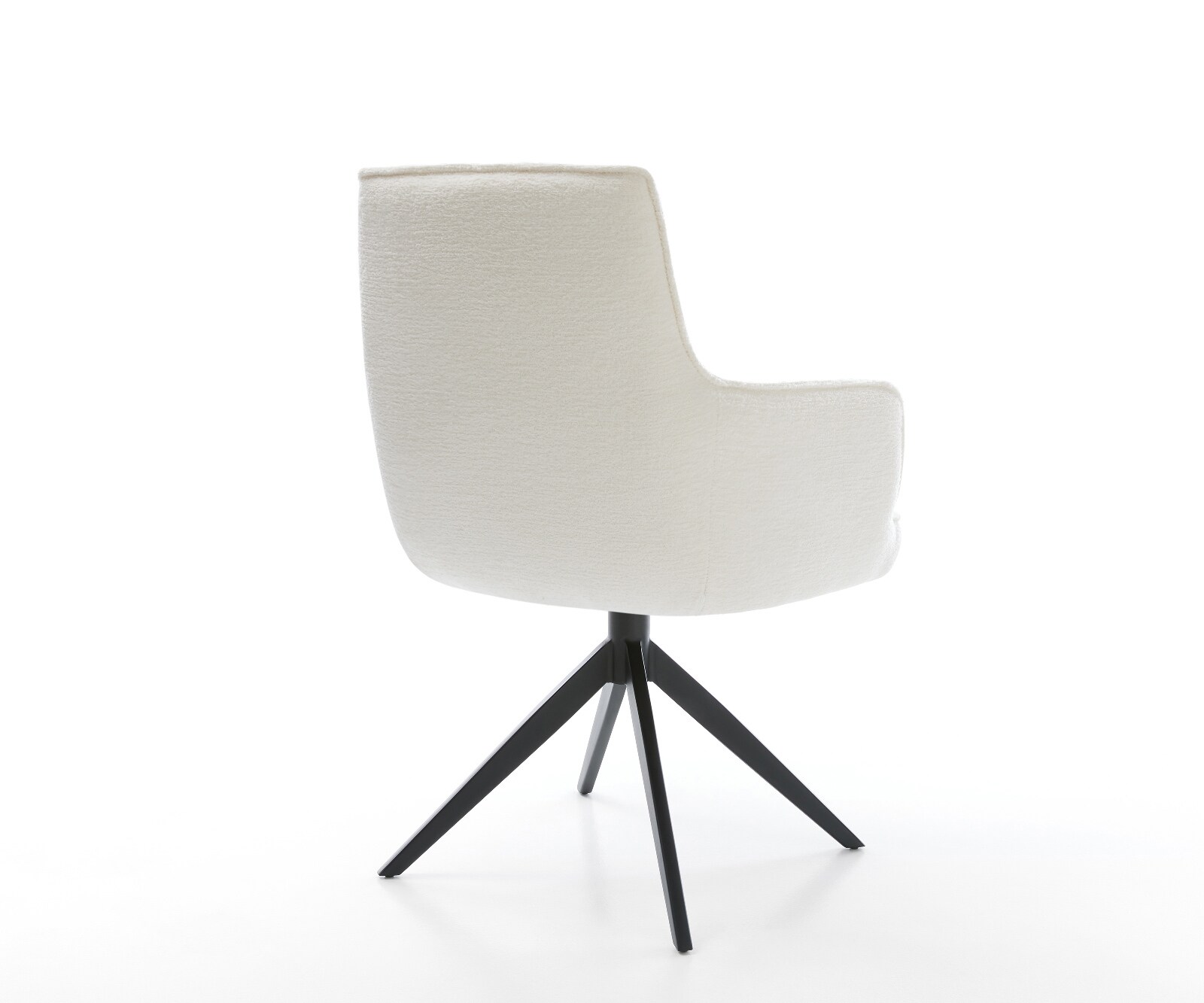 Drehstuhl Heira-Flex mit Armlehnen Bouclé Soft Beige Kreuzgestell breit Schwarz 360° drehbar Wippfunktion Taschenfederkern 4