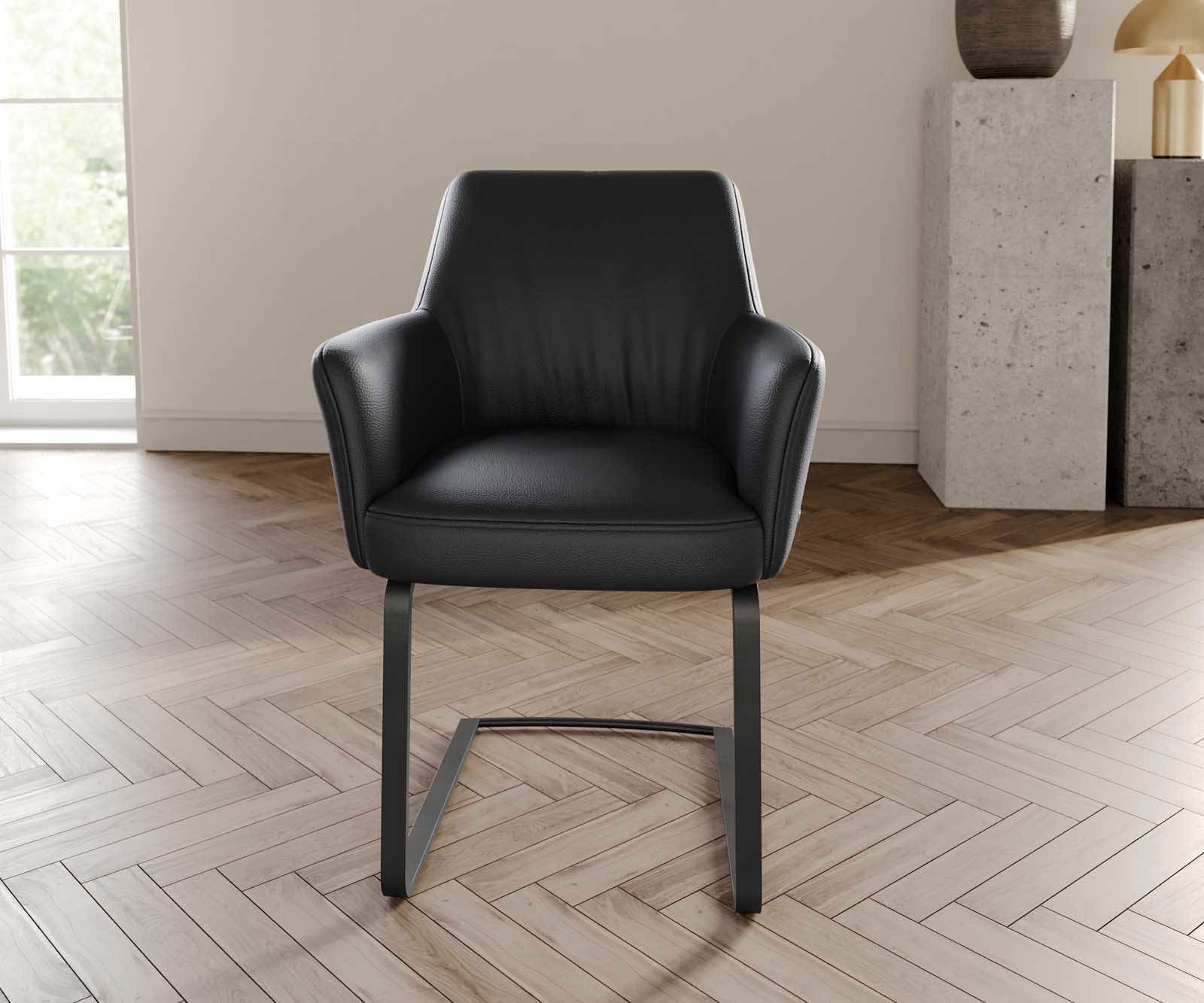 Freischwinger Xana-Flex mit Armlehnen Echt-Leder Schwarz Freischwinger flach Schwarz Taschenfederkern 2 Freischwinger Xana-Flex mit Armlehnen Echt-Leder Schwarz Freischwinger flach Schwarz Taschenfederkern 2