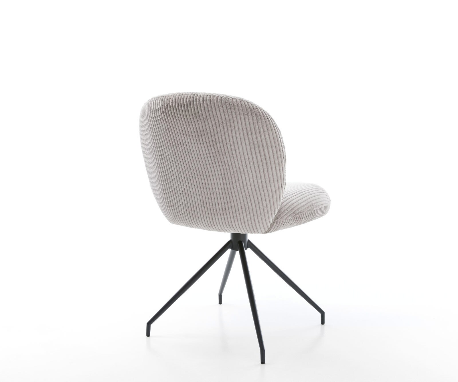 Chaise-pivotante Nube-Flex côtelé gris argenté pied croisé conique noir pivotement sur 180° ressorts ensachés 4