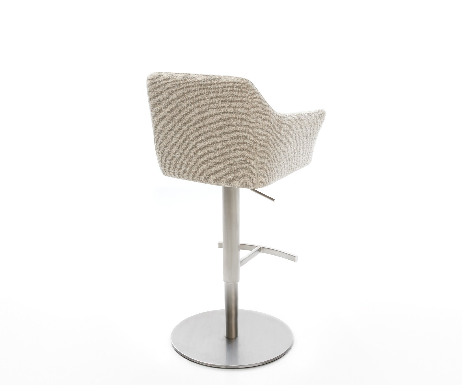 Chaise-de-bar Yulo-Flex Tissu tissé doux Beige Pied pivotant réglable en hauteur en acier inoxydable Argent 4