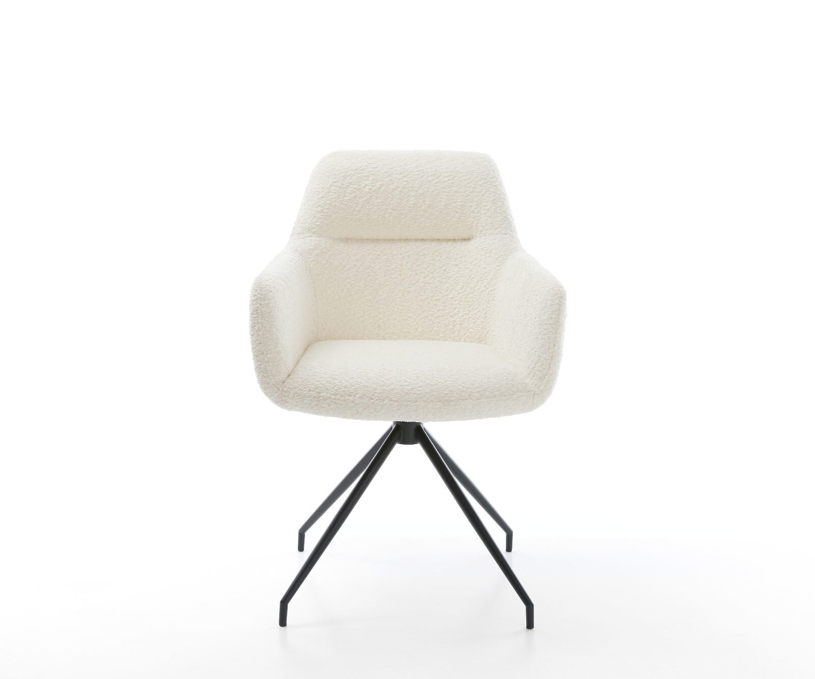 Chaise-de-salle-à-manger Pejo-Flex bouclé blanc pied croisé conique noir ressorts ensachés 1