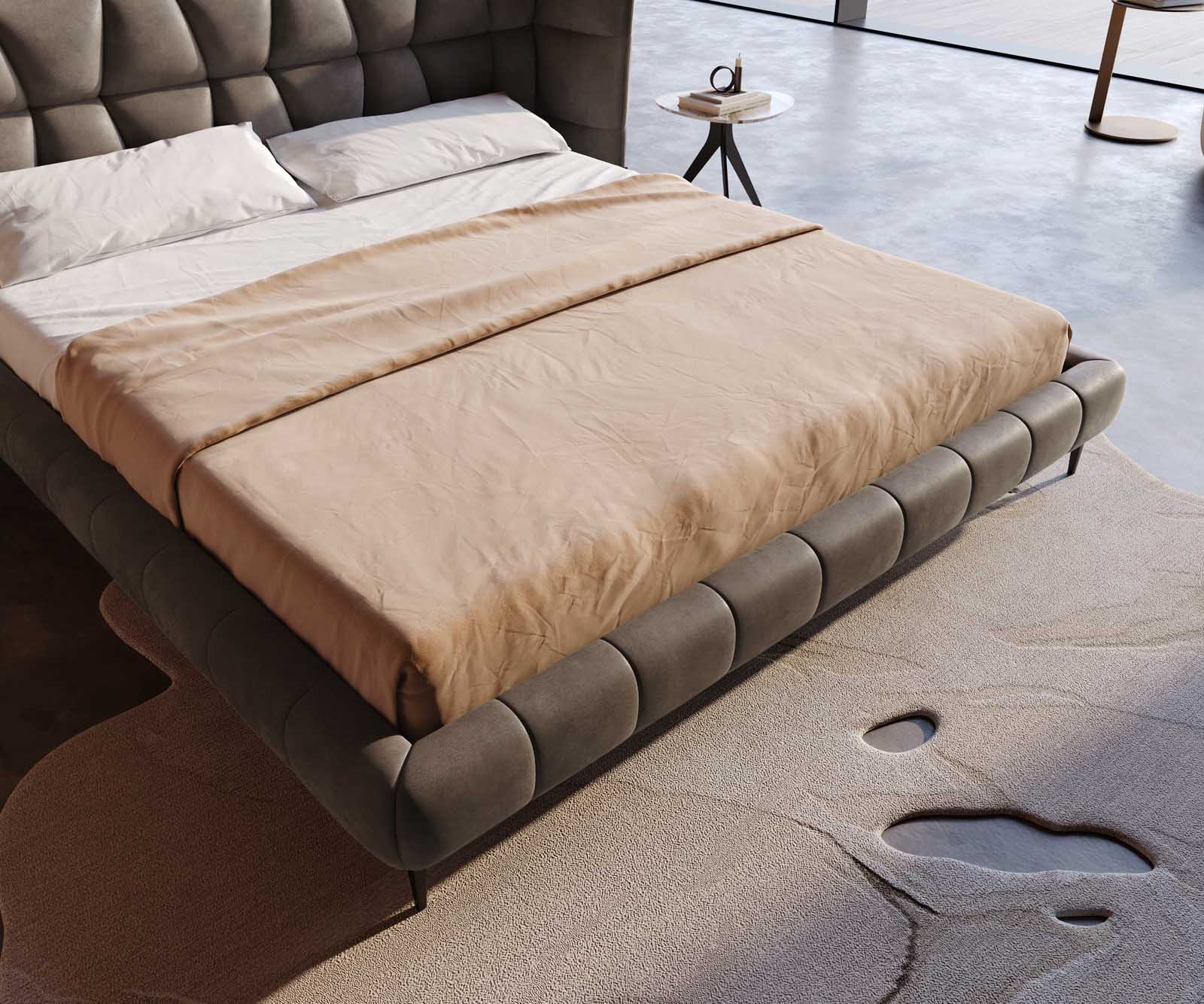 Polsterbettgestell Capujo 180x200 cm Mikrofaser Taupe Vintage 4