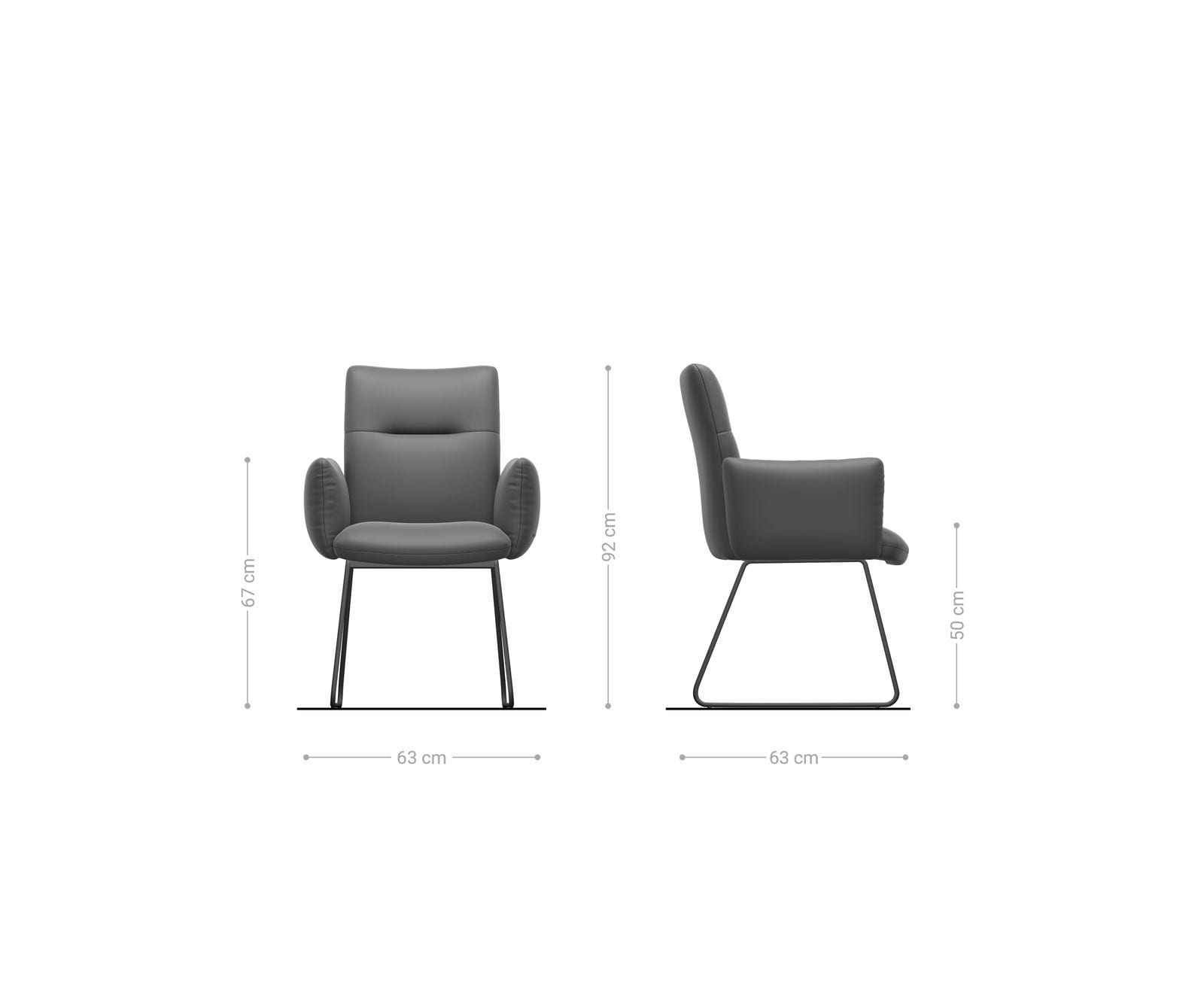 Esszimmerstuhl Jova-Flex mit Armlehnen Chenille Olive Kufengestell Schwarz Taschenfederkern 6