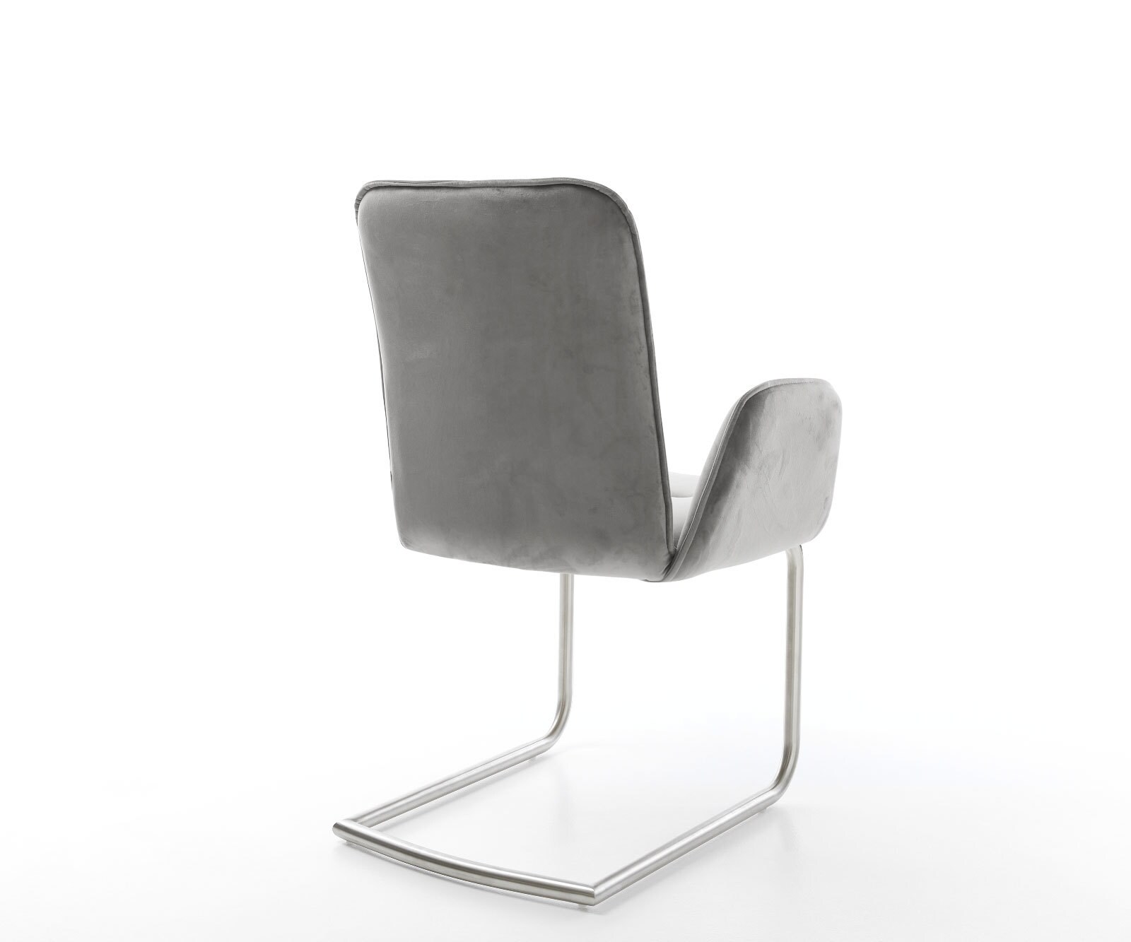 Freischwinger Vinja-Flex Samt Grau Freischwinger rund Edelstahl 5