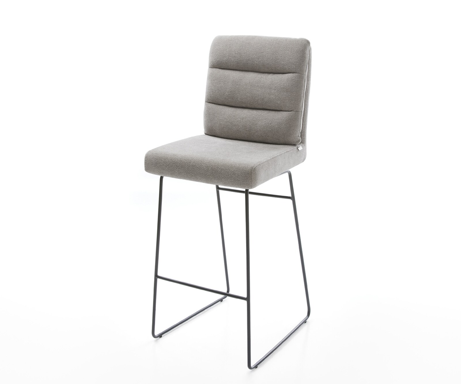 Chaise-de-bar Pela-Flex Tissu structuré doux Gris Pied trapèze noir Noir 1