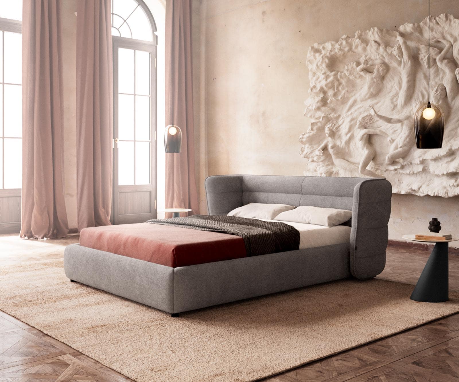 Polsterbettgestell Simea 140x200 cm Mikrofaser Grau