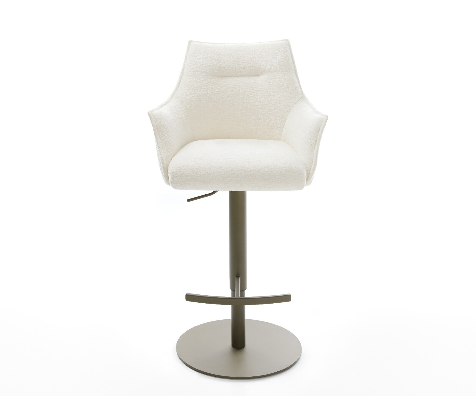 Barstuhl Alja-Flex Bouclé Soft Beige Drehfuß höhenverstellbar Metall Titanfarben Taschenfederkern 2