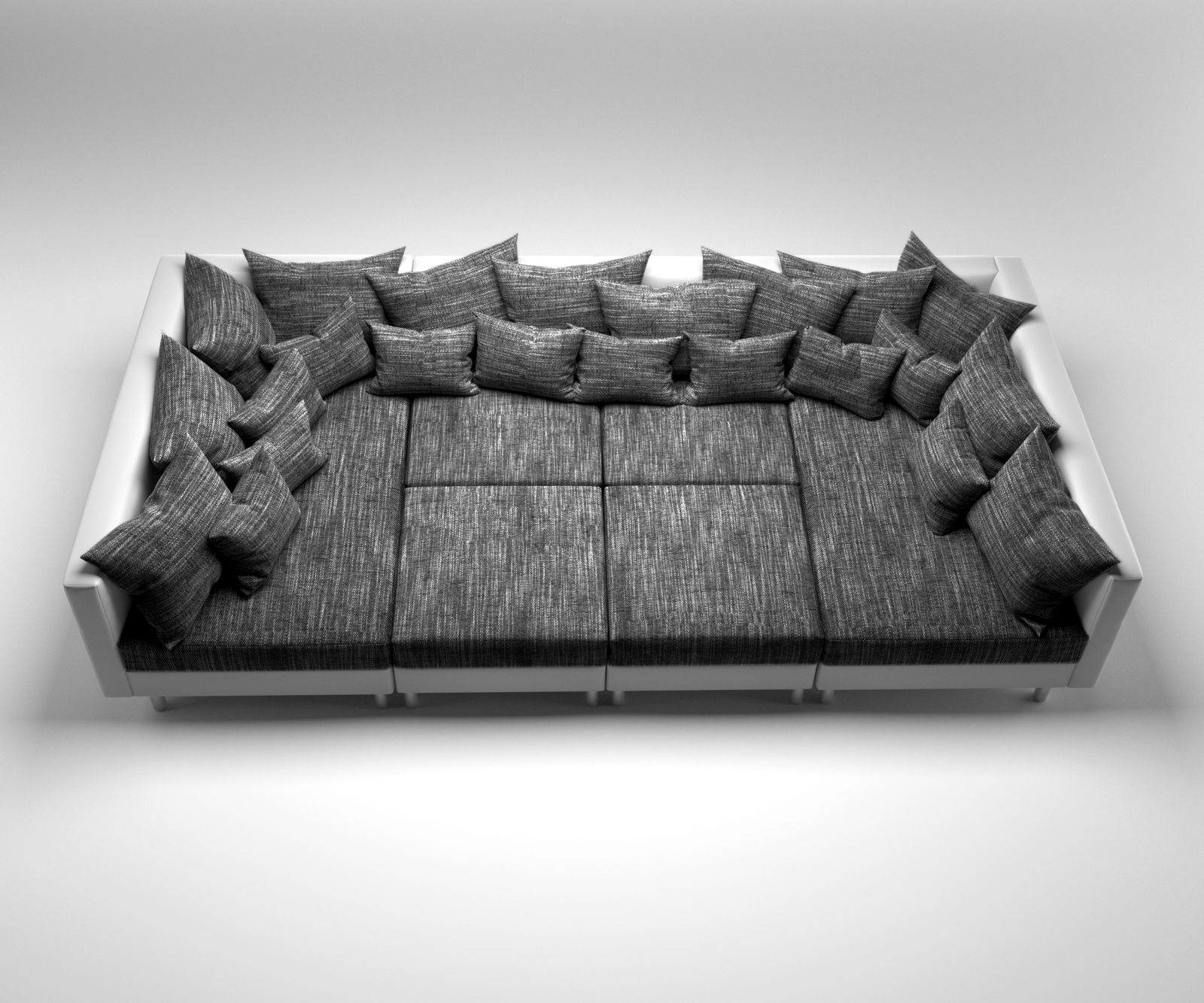 Wohnlandschaft Clovis Weiss Schwarz mit Hocker und Armlehne  9