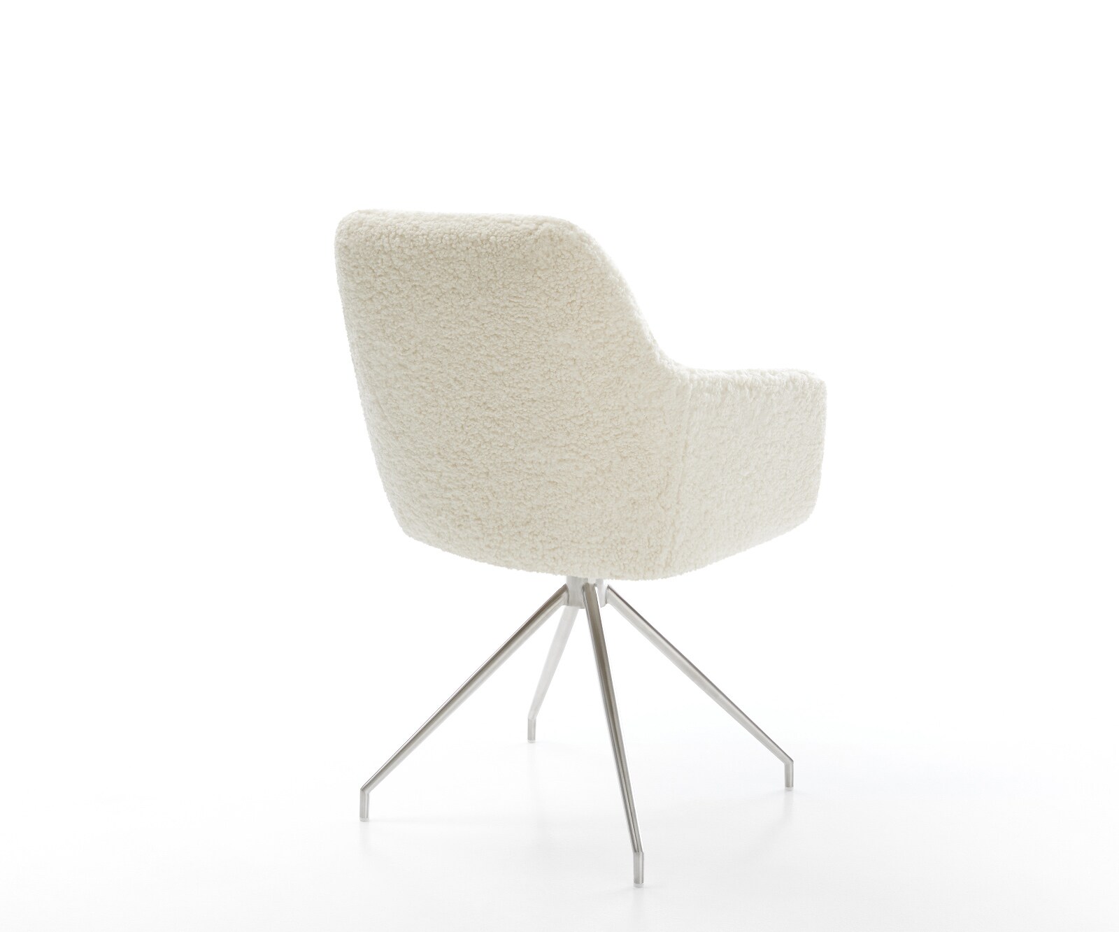 Esszimmerstuhl Pejo-Flex Teddystoff Beige Kreuzgestell konisch Edelstahl Taschenfederkern 4