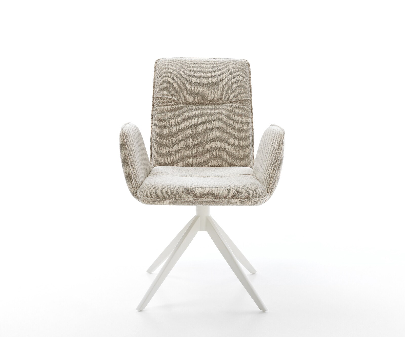 Drehstuhl Vinja-Flex Webstoff Soft Beige Kreuzgestell breit Weiß 360° drehbar Wippfunktion 2