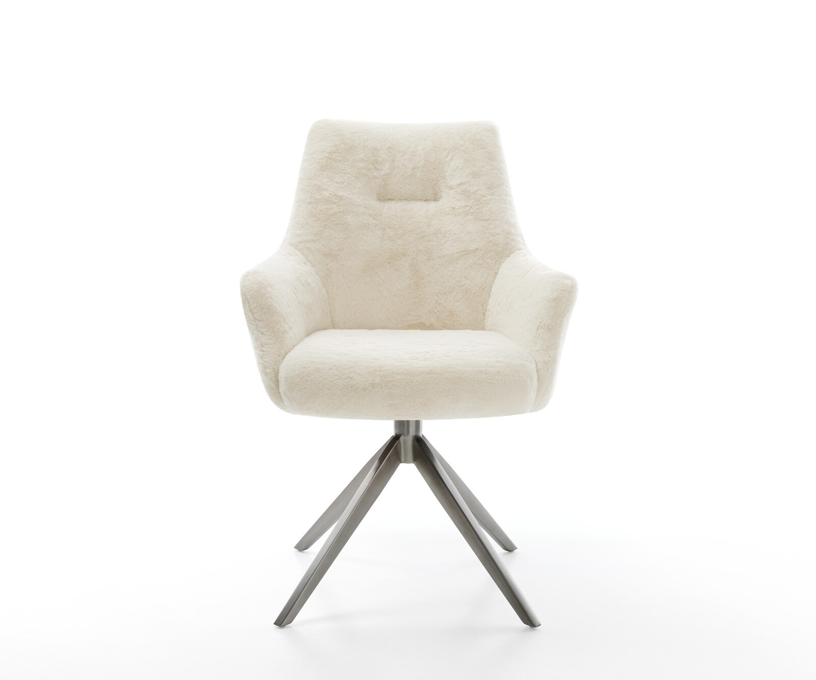 Chaise-pivotante Alja-Flex avec accoudoirs peluche crème-blanc pied croisé large grafiete pivotement sur 360° fonction bascule resorts ensachés 2