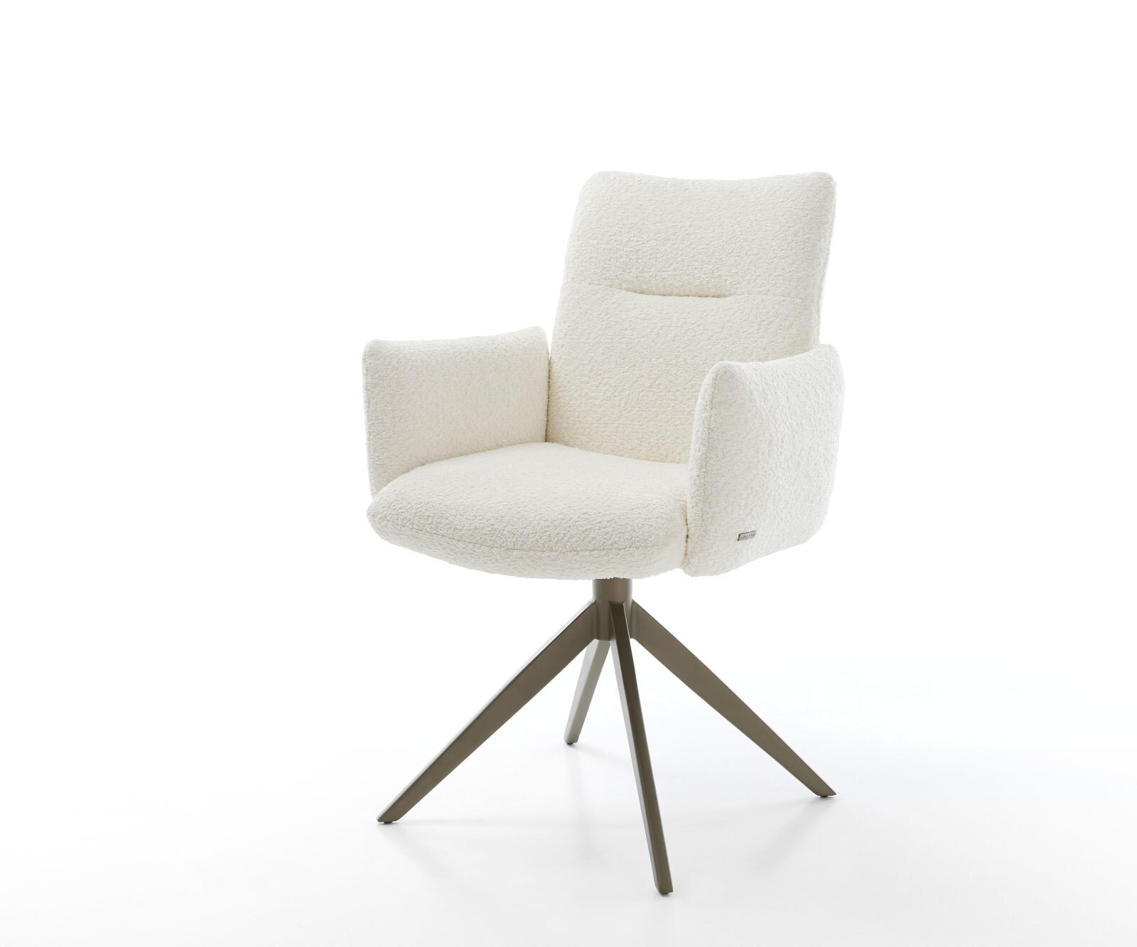 Drehstuhl Jova-Flex mit Armlehnen Bouclé Weiß Kreuzgestell breit Effektfinish Titan 360° drehbar Wippfunktion Taschenfederkern 1